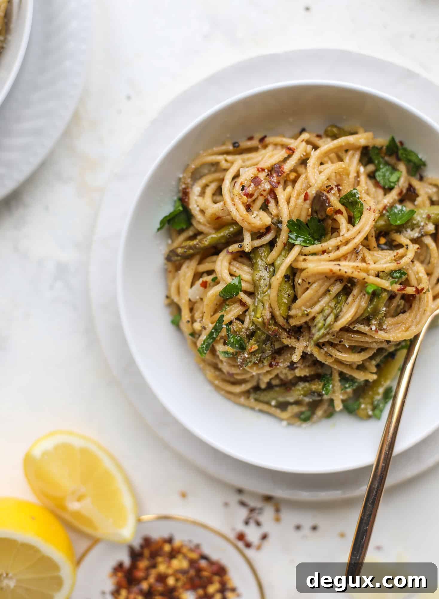 One-Pot Asparagus and Mascarpone Pasta Recipe 9 A perfect one pot pasta made with asparagus, shallots, lemon and mascarpone cheese. The best weeknight dinner that comes together in a snap!