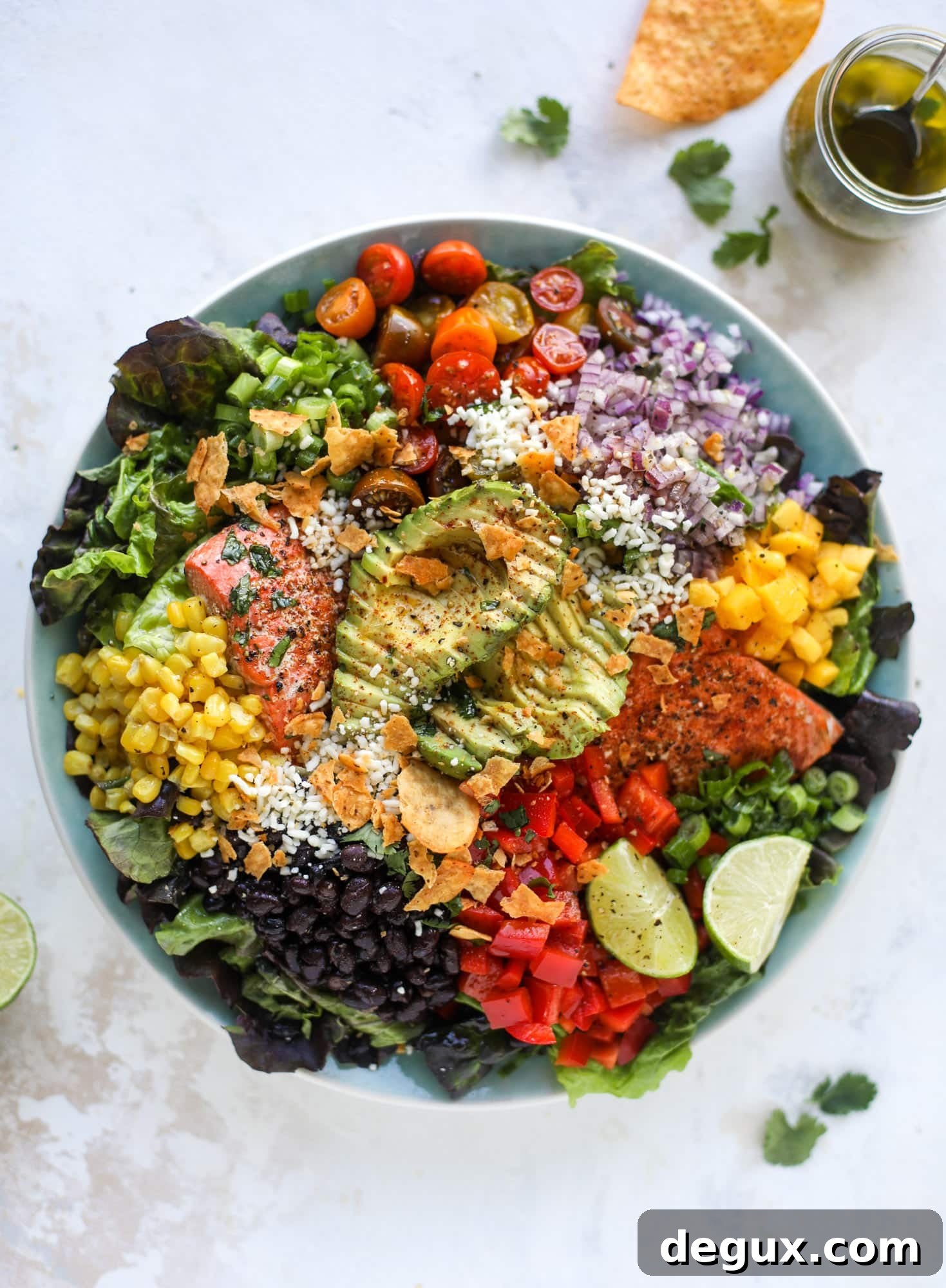 Southwest Salmon Salad Recipe with Avocado and Corn Salsa 2 Southwest Salmon Salad