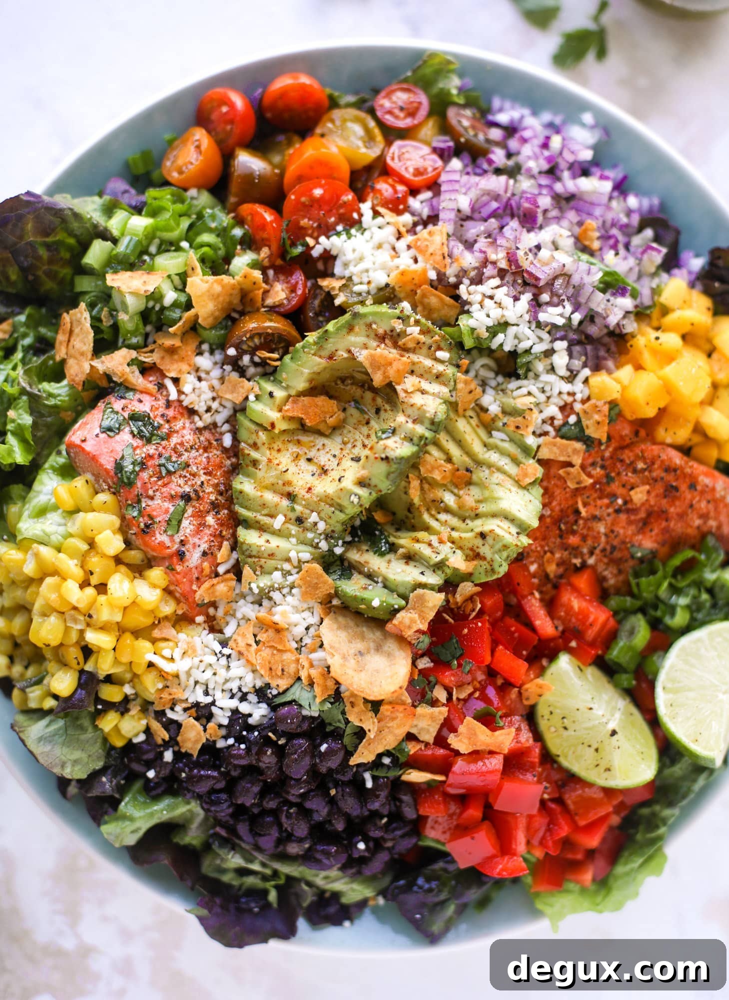 Southwest Salmon Salad Recipe with Avocado and Corn Salsa 5 Southwest Salmon Salad