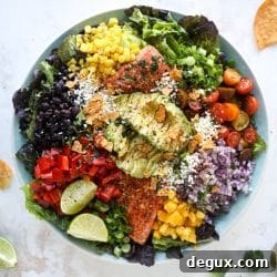 Southwest Salmon Salad Recipe with Avocado and Corn Salsa 8 img 59752 7