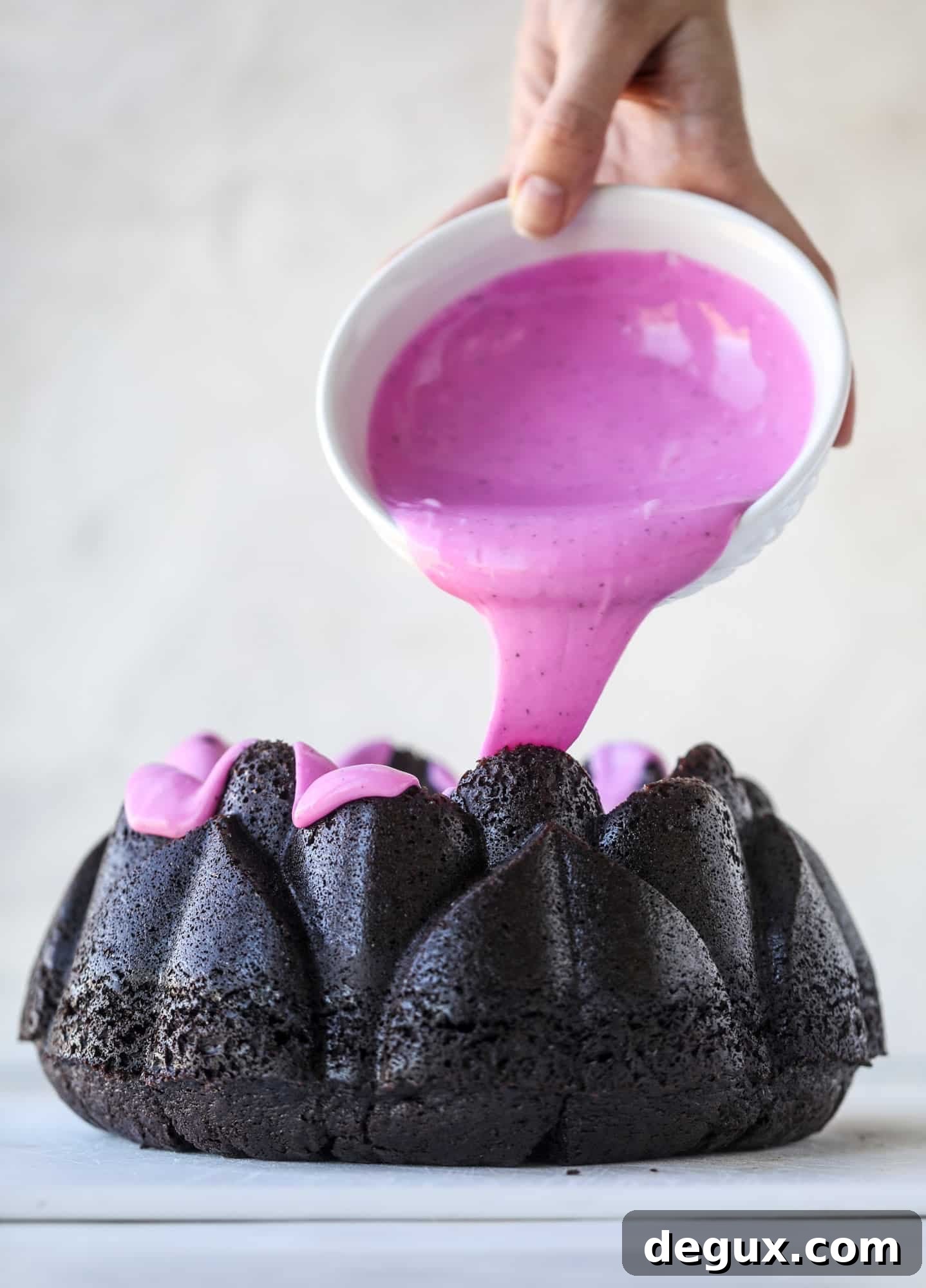 Indulgent Dark Chocolate Dragon Fruit Cake Recipe 5 dragon fruit glaze on chocolate bundt cake