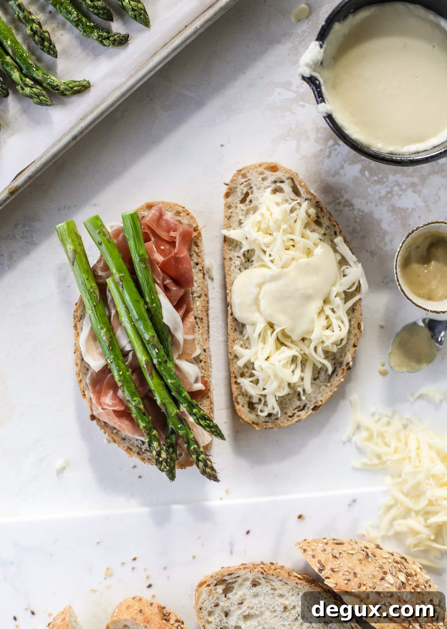Roasted Asparagus and Prosciutto Croque-Madame Recipe 5 building a croque madame sandwich
