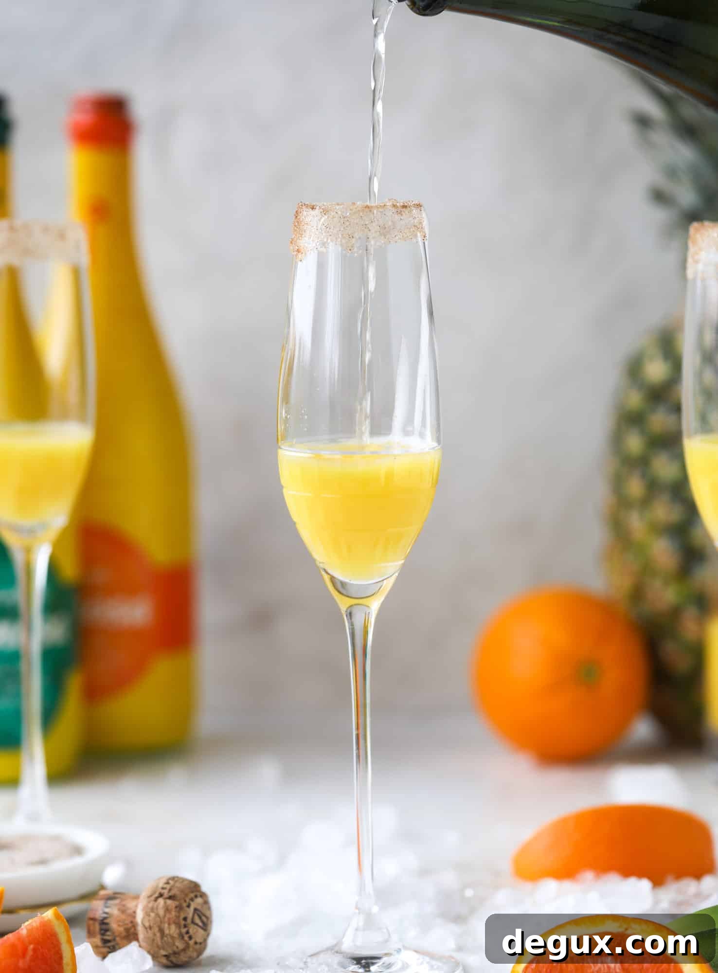 Hummingbird Mimosa Cocktail Recipe for Spring Brunch 5 champagne pour