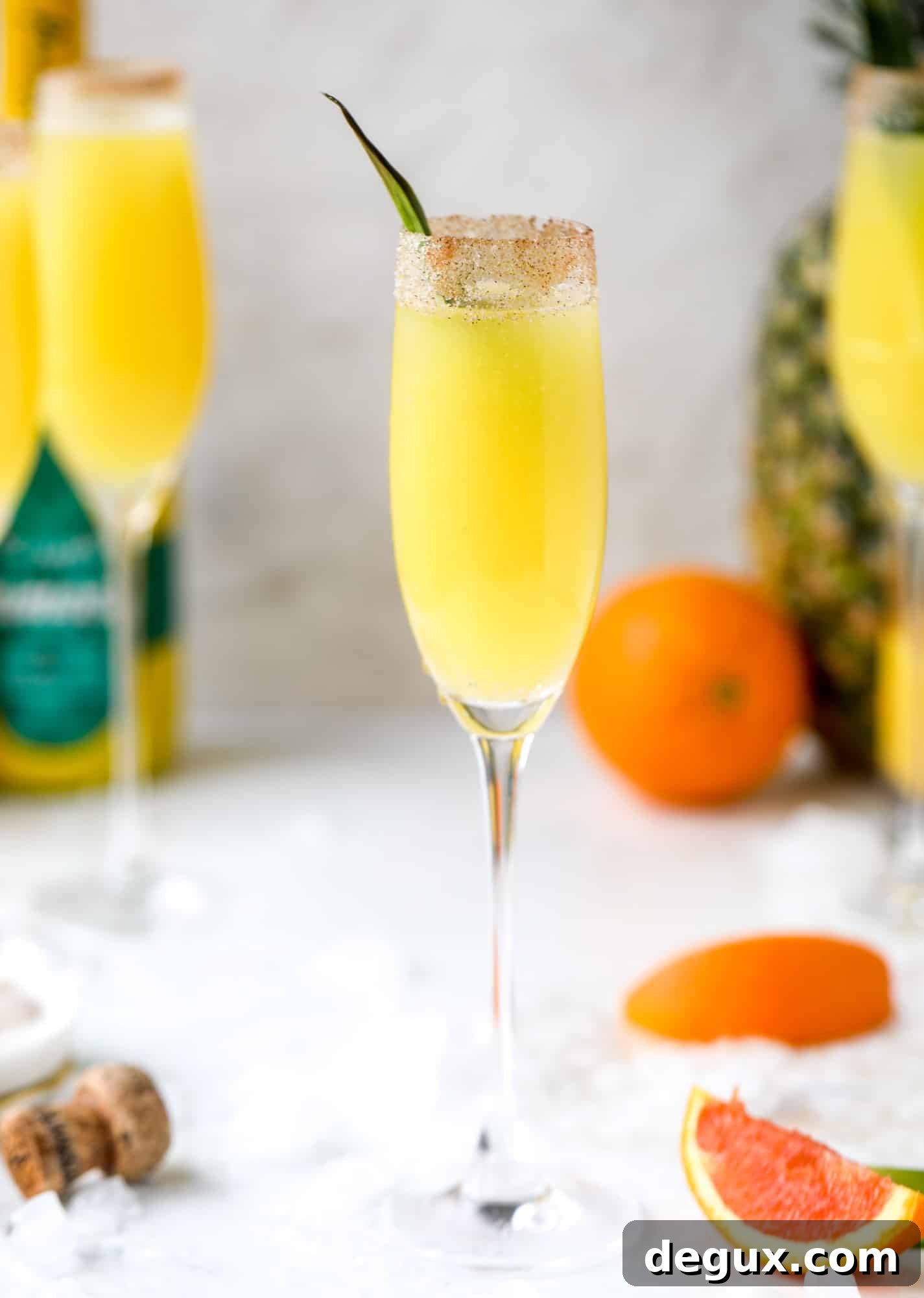 Hummingbird Mimosa Cocktail Recipe for Spring Brunch 9 The hummingbird mimosa is a spin on the classic hummingbird cake: pineapple juice, orange juice, champagne and a cinnamon sugar rim!