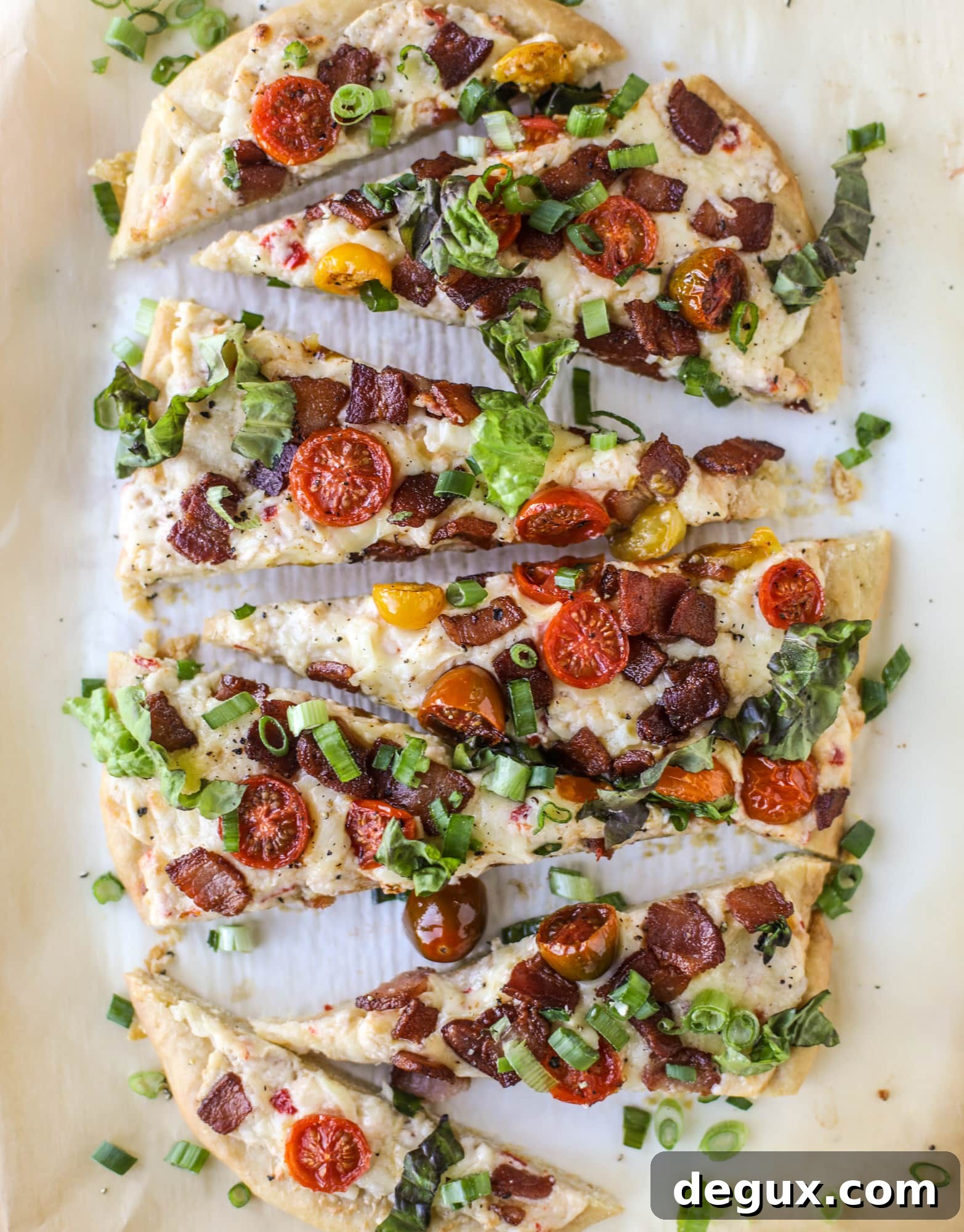 sliced BLT pimento cheese flatbread