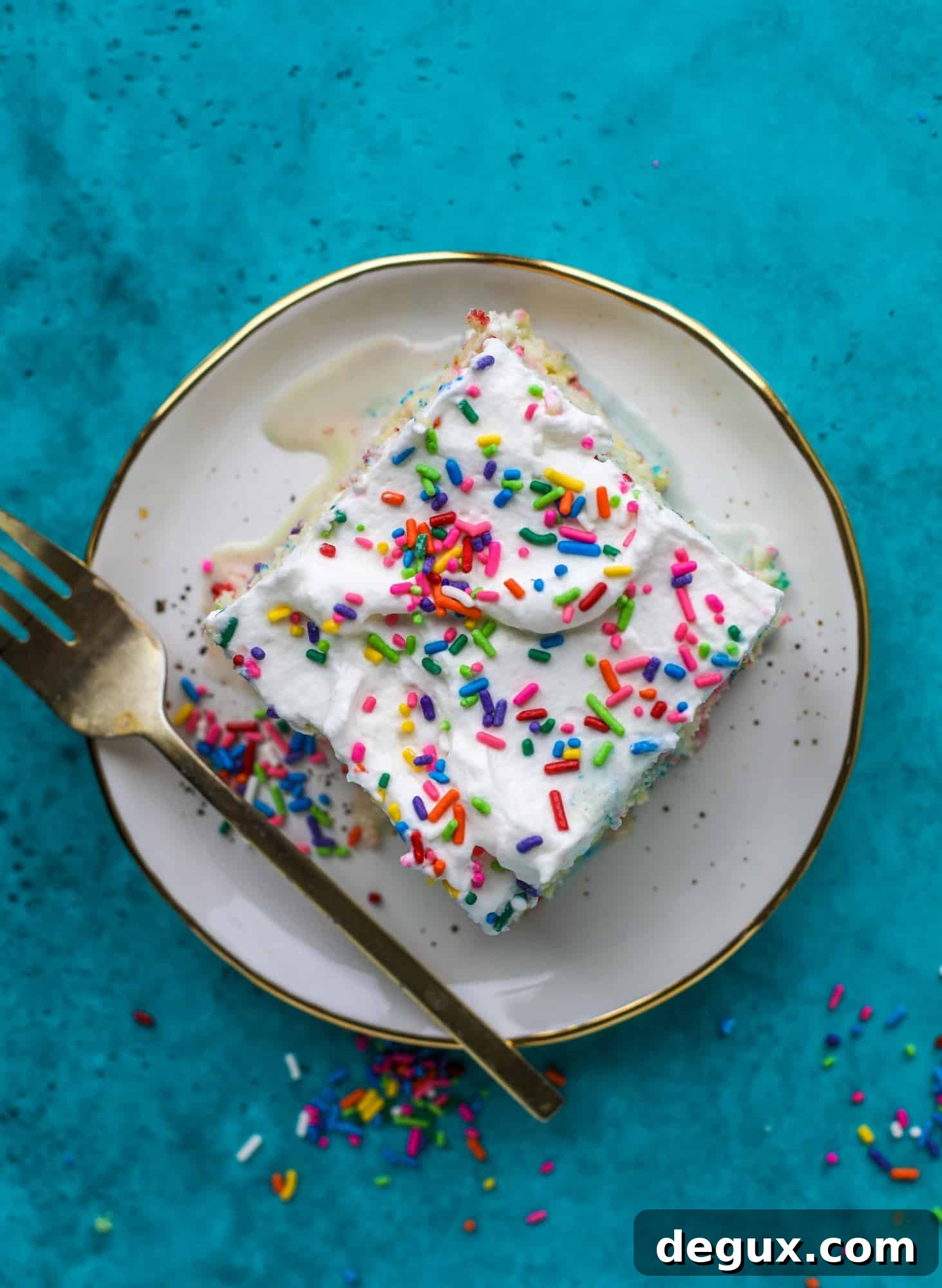 A sprinkled twist on the classic tres leches! Tres leches confetti cake is full of rainbow sprinkles and tastes like heaven. So easy to make!