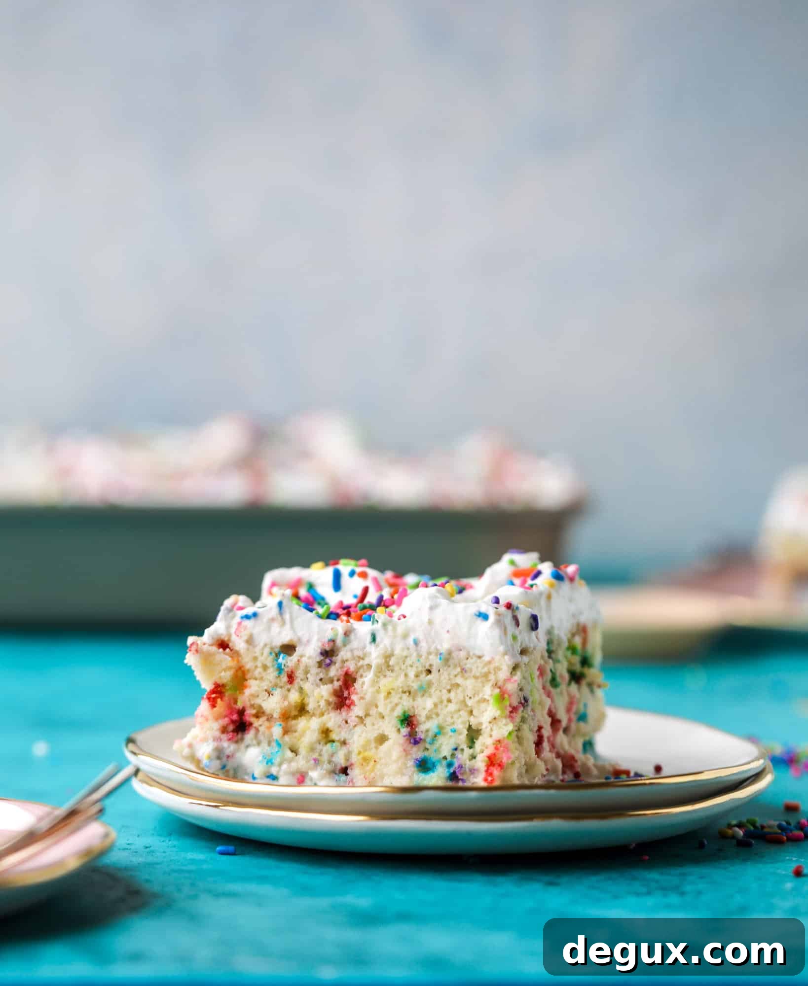 A sprinkled twist on the classic tres leches! Tres leches confetti cake is full of rainbow sprinkles and tastes like heaven. So easy to make!