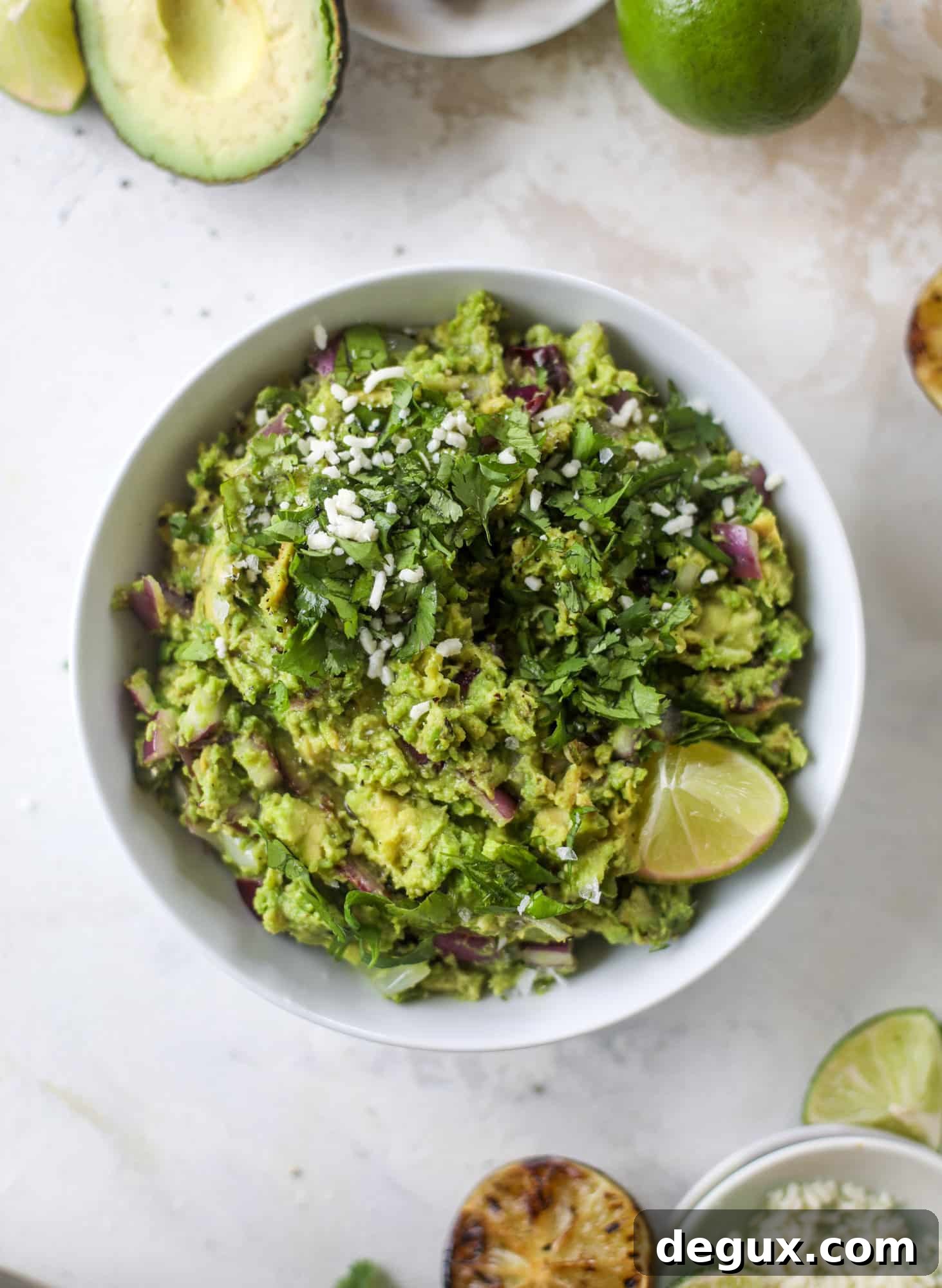 Grilled Avocado and Cotija Cheese Dip Recipe 7 Take your guac up a notch by grilling the ingredients! This grilled guacamole is smoky and flavorful and just begging for all the chips.