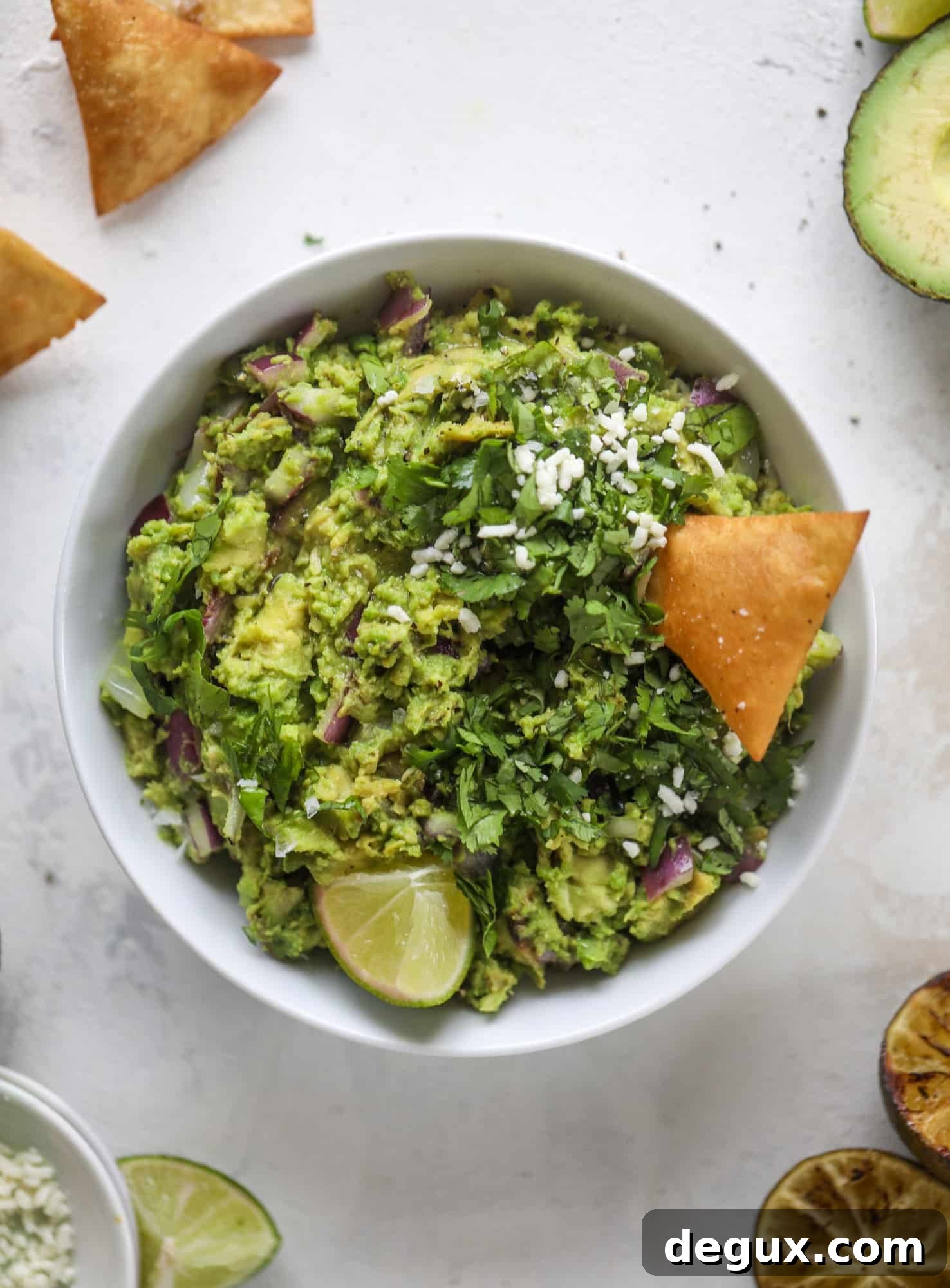 Grilled Avocado and Cotija Cheese Dip Recipe 9 Take your guac up a notch by grilling the ingredients! This grilled guacamole is smoky and flavorful and just begging for all the chips.