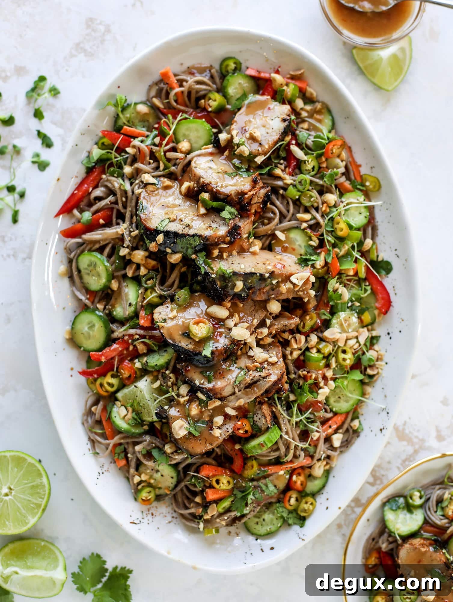 grilled thai pork tenderloin with soba noodle salad