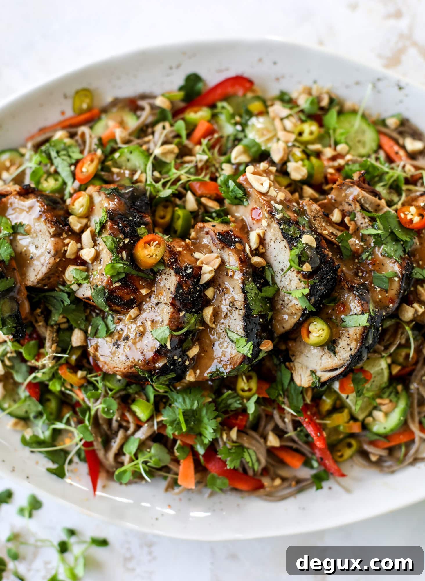 grilled thai pork tenderloin with soba noodle salad