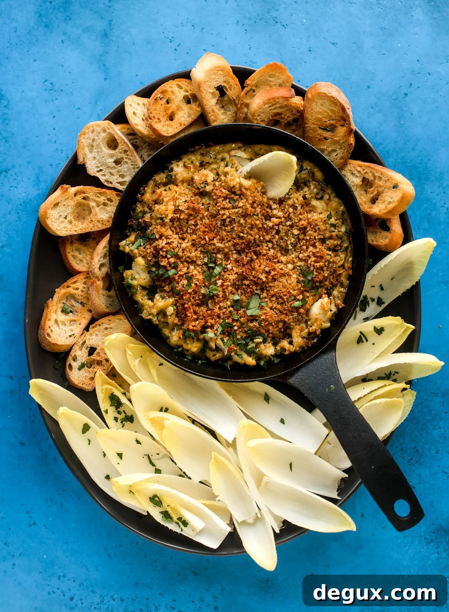 Creamy Deviled Crab Dip Recipe for Parties and Appetizers 5 This deviled crab dip is the perfect hot summer appetizer. Lump crab, a creamy, decadent sauce, crunchy breadcrumbs and fresh endive for dipping. YES.