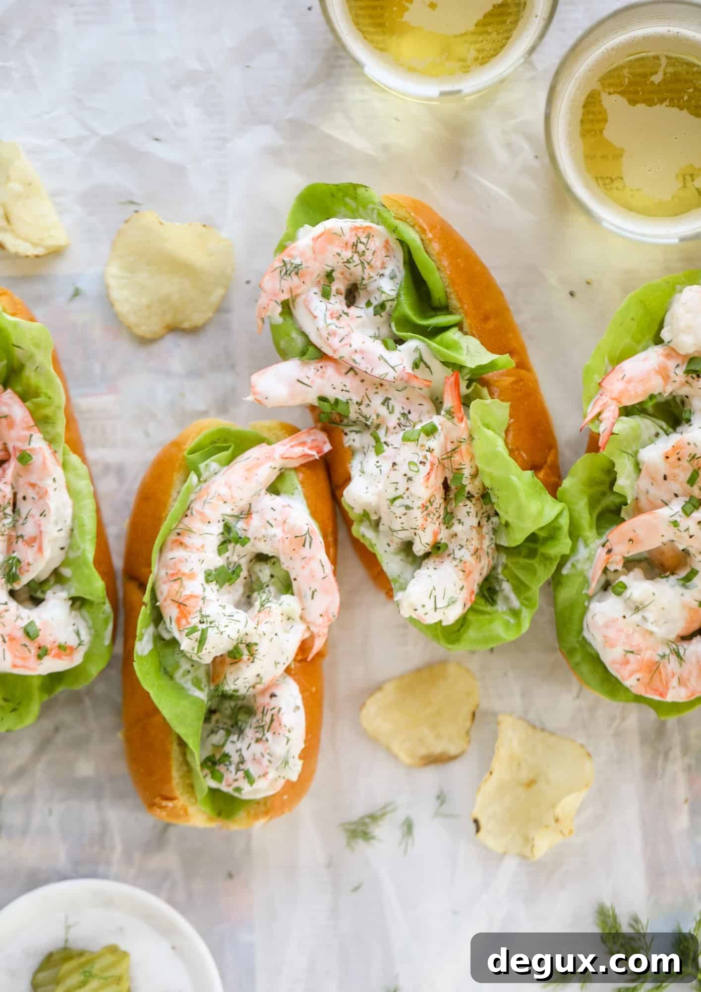 Crispy Shrimp Salad Rolls with Zesty Dipping Sauce 8 These shrimp salad rolls are my go-to simple, easy, no-cook dinner for hot summer day. Serve with pickles, potato chips and a spritz of lemon!