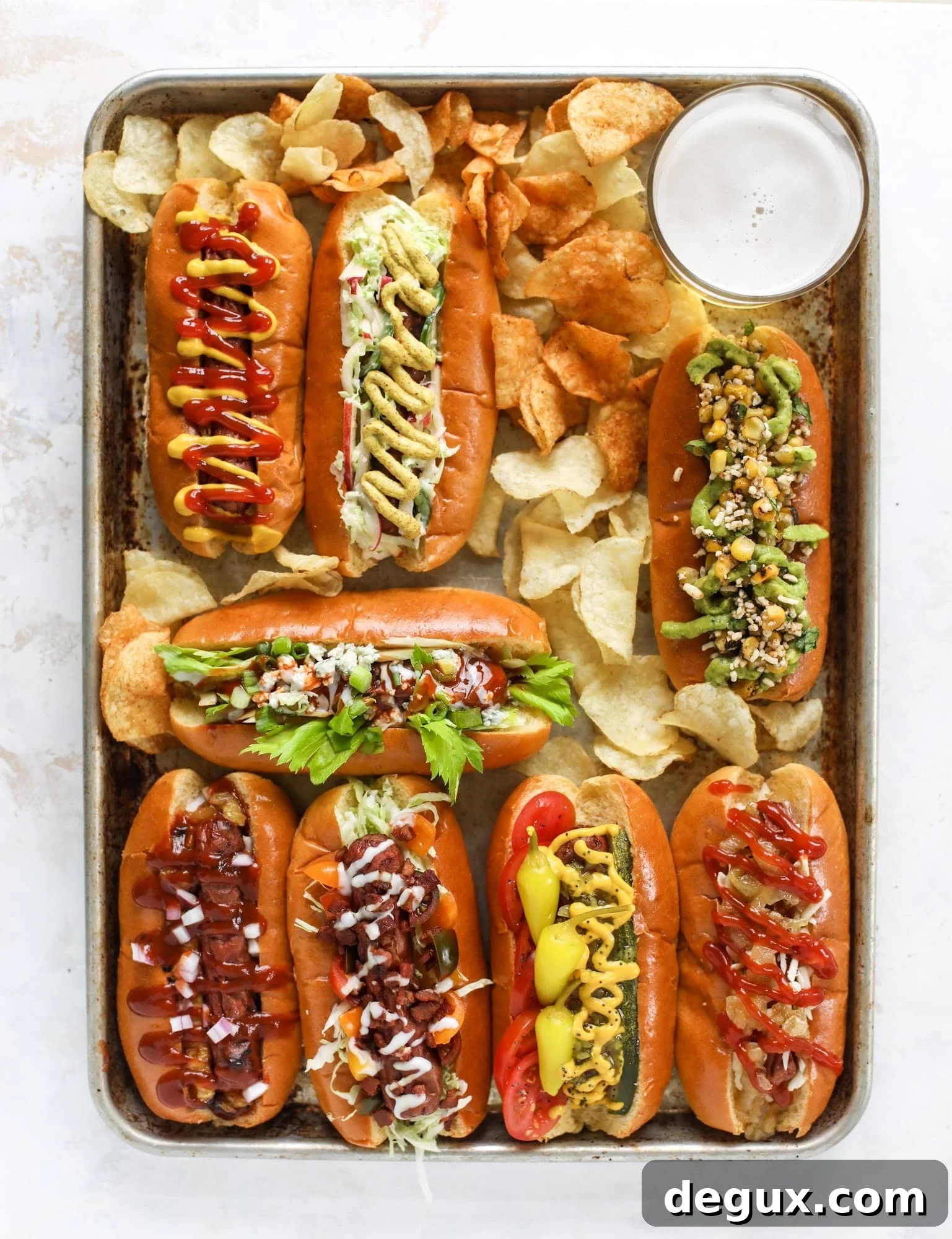 Nothing screams summer more than a hot dog bar! Grab your buns and dogs and a whole lot of toppings. This is super fun and delicious!