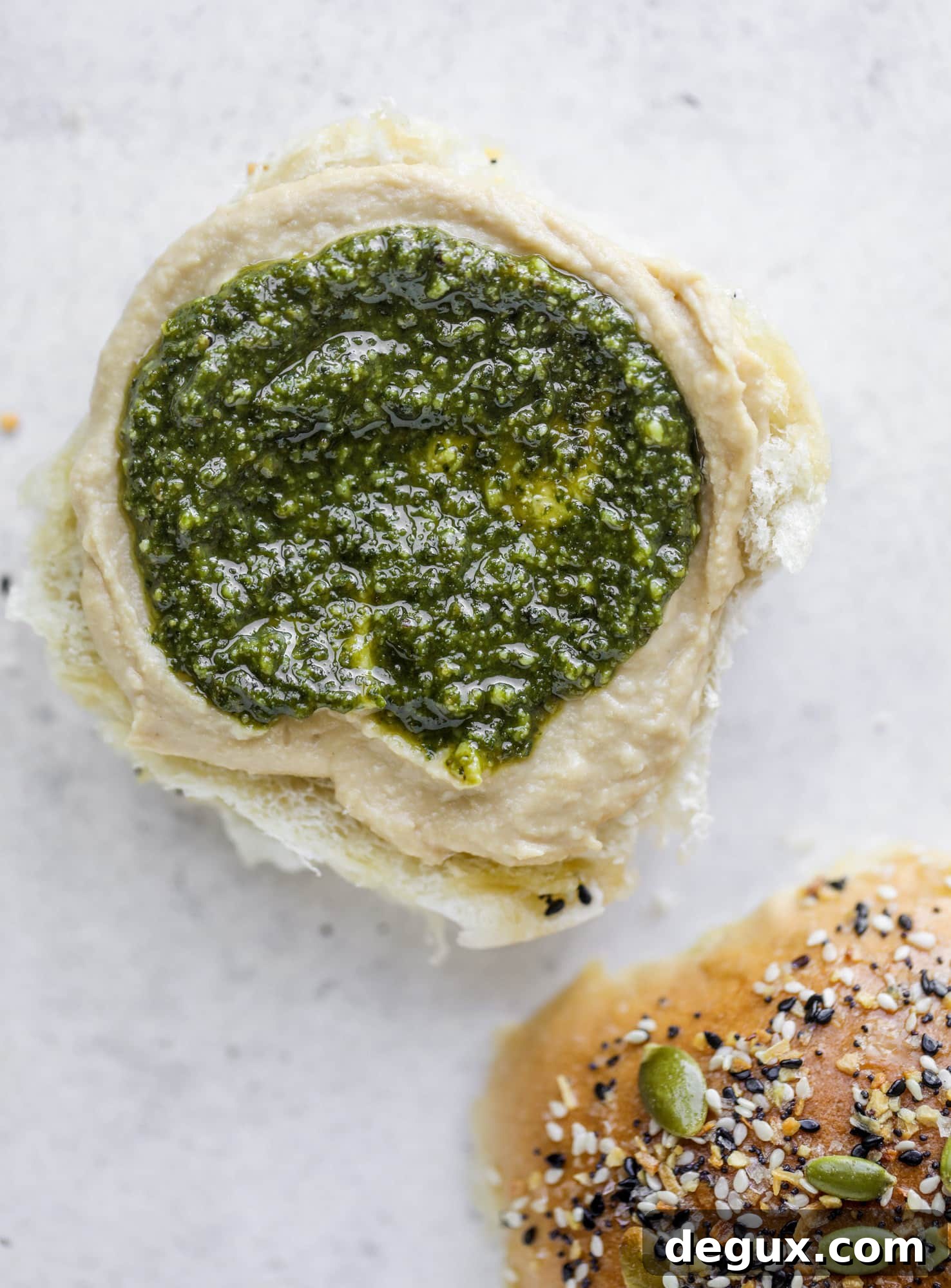 Loaded Hummus and Havarti Veggie Sandwich Recipe 4 pesto and hummus layers