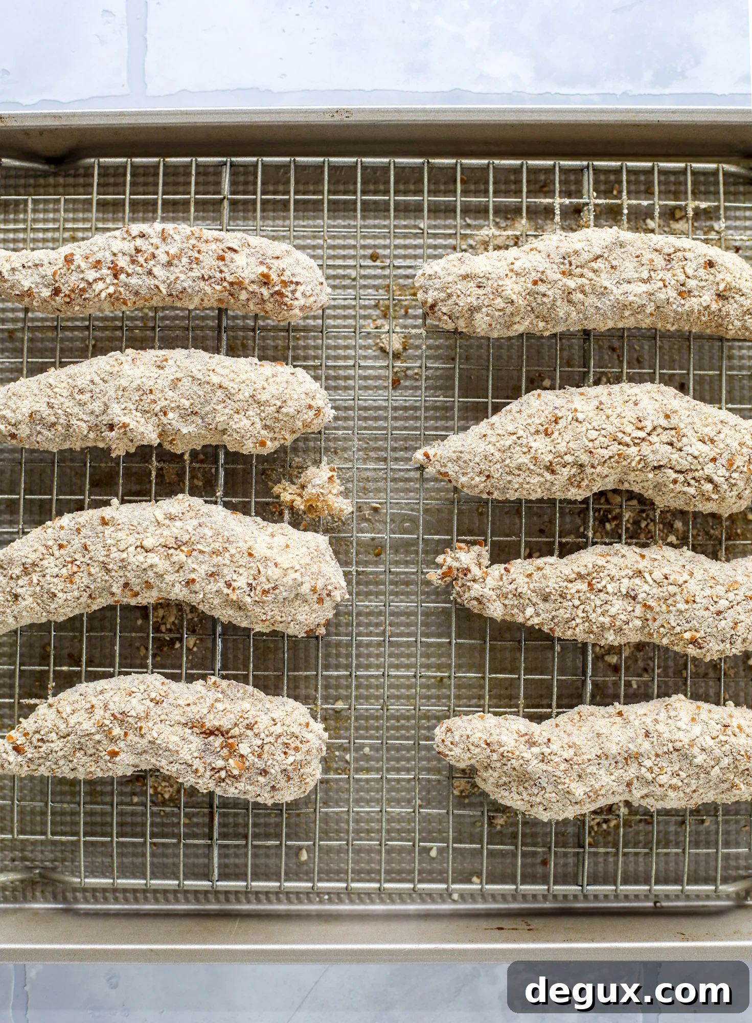 Hot Honey Pretzel Chicken Fingers with Tangy House Sauce 4 pretzel crusted chicken fingers