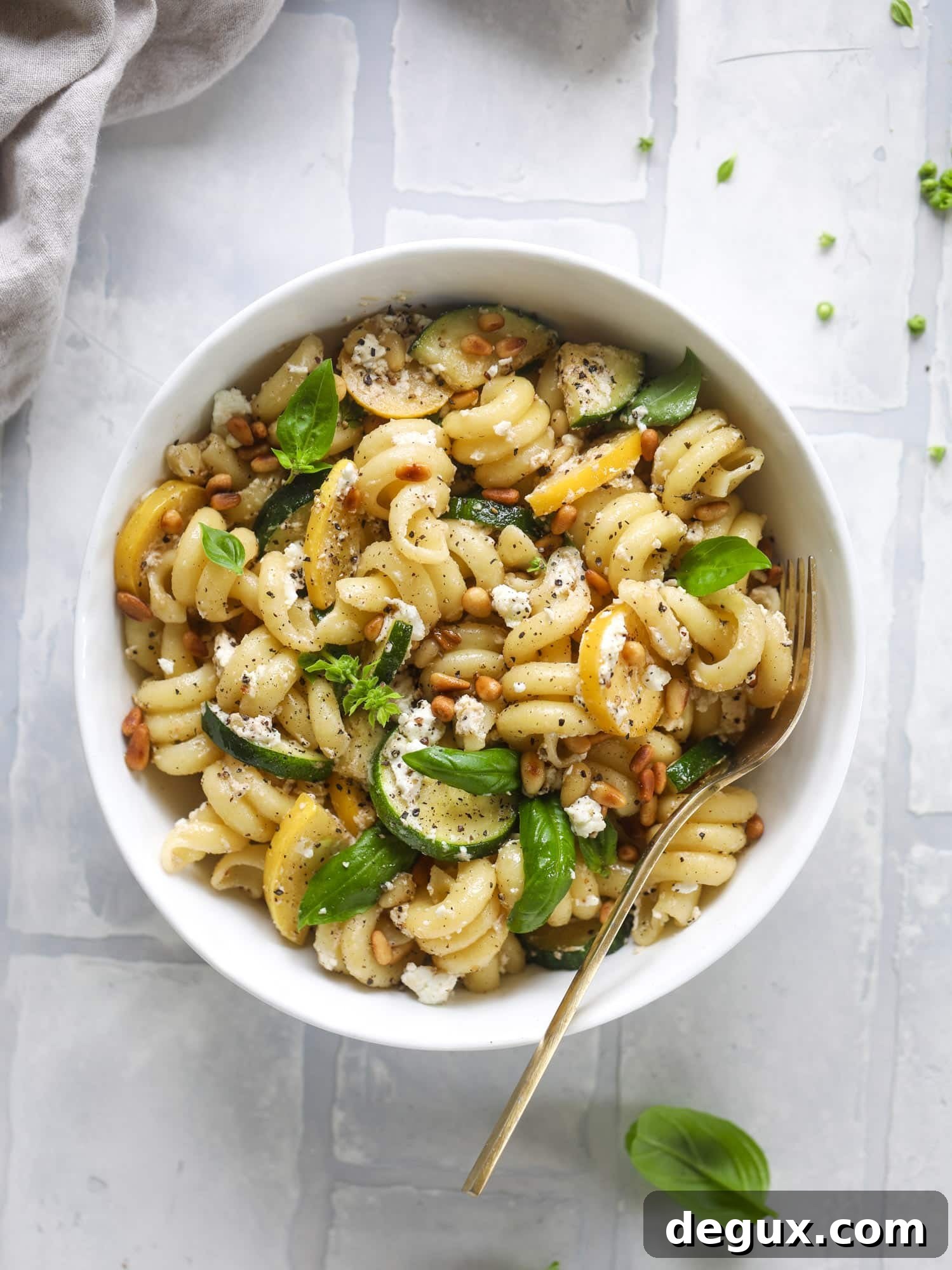 20-Minute Summer Squash Pasta with Brown Butter and Goat Cheese 8 This summer squash pasta skillet is so super easy and delicious! You can have it made in 20 minutes and it will become your new favorite dinner!