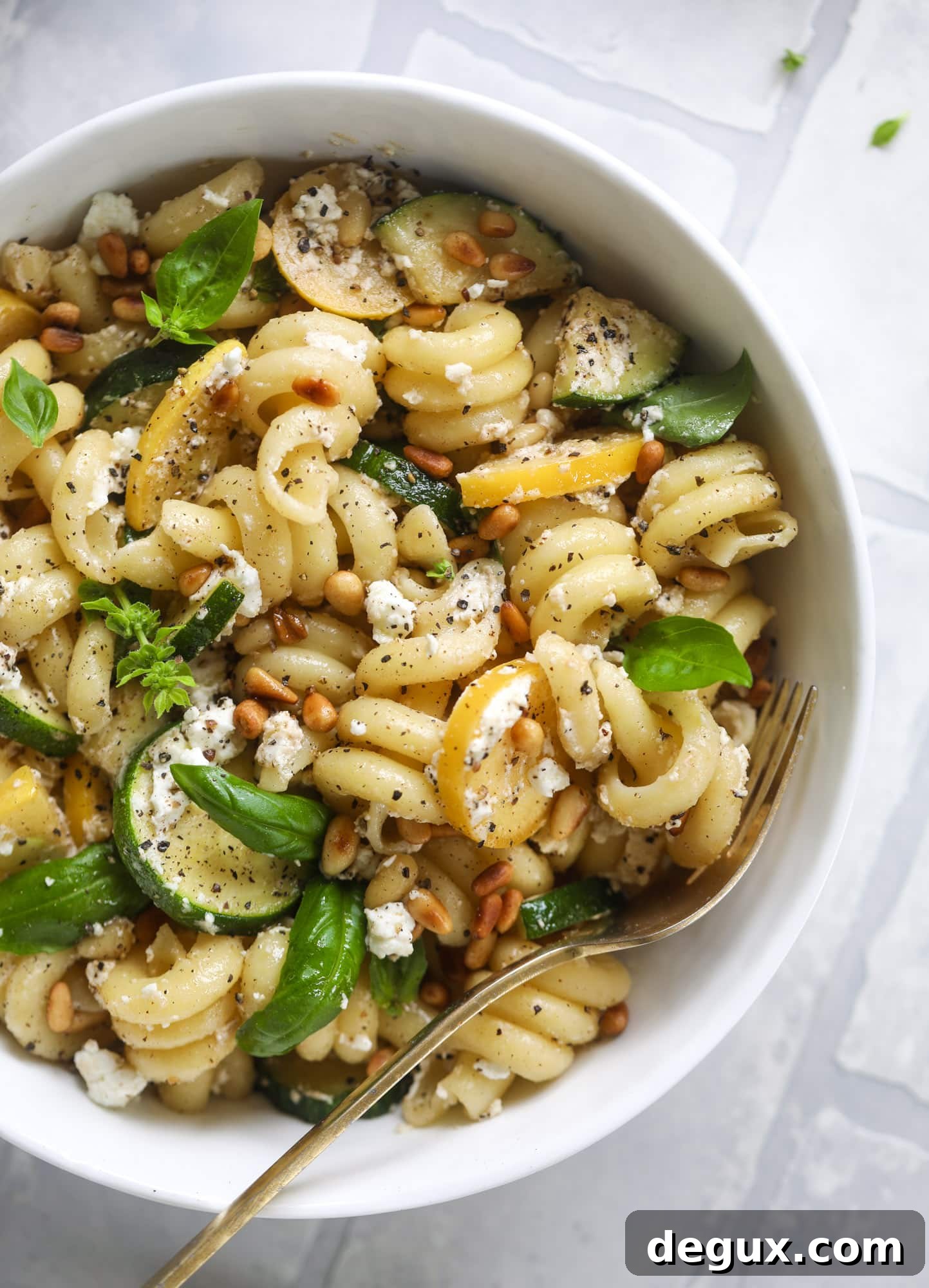 20-Minute Summer Squash Pasta with Brown Butter and Goat Cheese 10 This summer squash pasta skillet is so super easy and delicious! You can have it made in 20 minutes and it will become your new favorite dinner!
