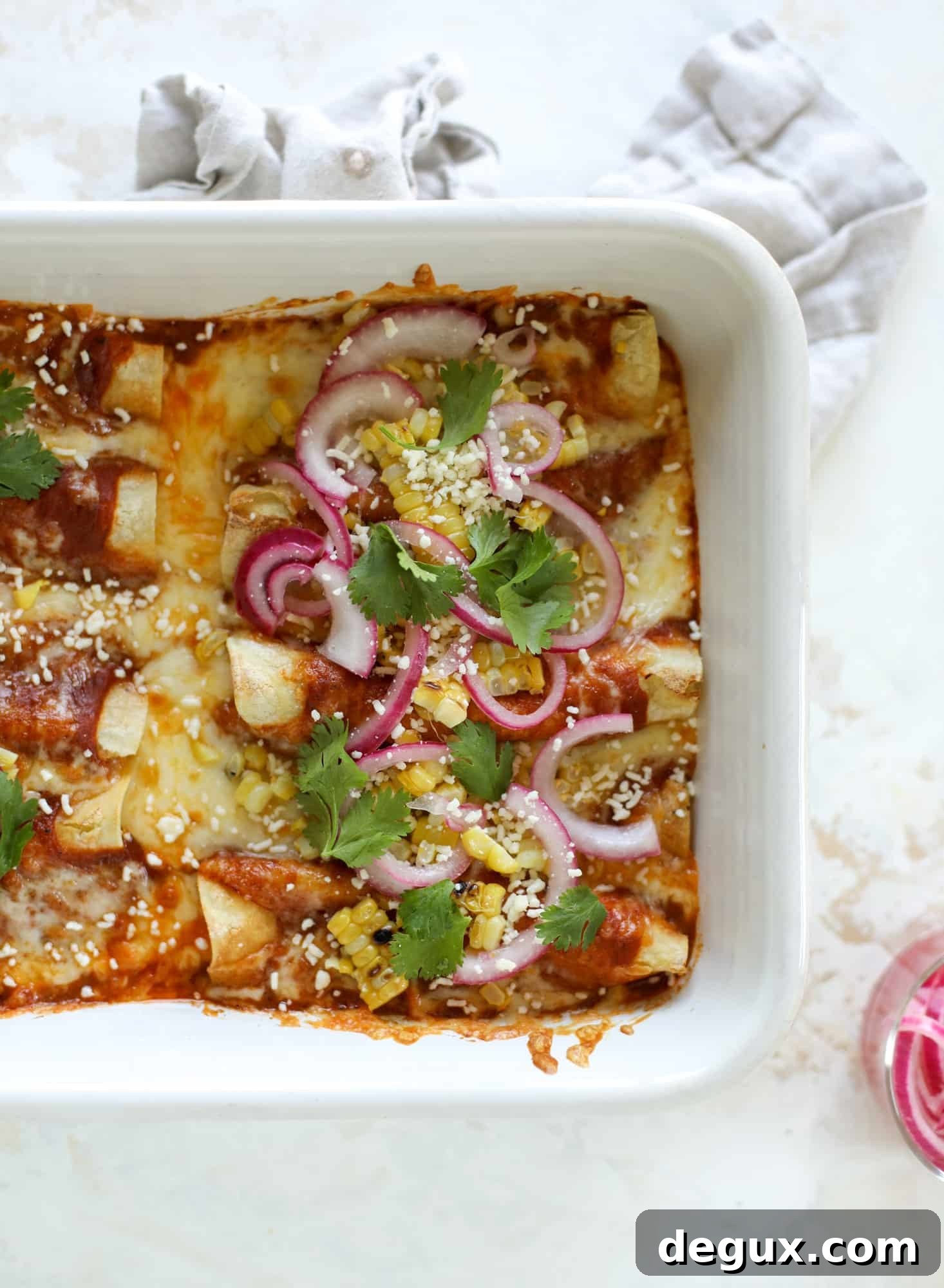 Summer Grilled Corn Enchiladas with Smoky Chipotle Sauce 6 These grilled corn enchiladas are the perfect summer meal! Grilled corn, zucchini, homemade sauce and cheese come together for a flavor explosion!