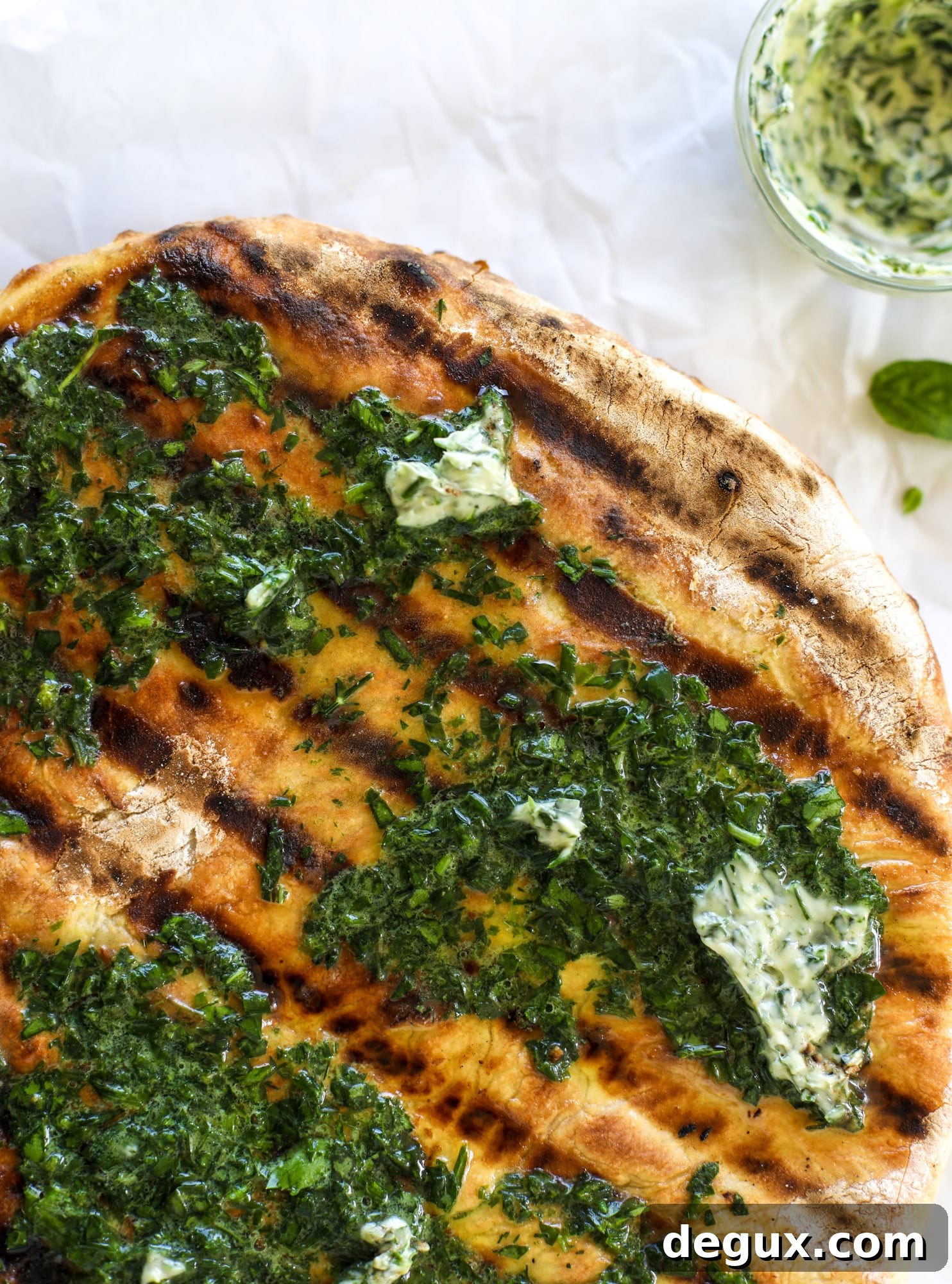 Grilled Garlic-Herb Butter Pizza with Heirloom Tomatoes 6 grilled pizza with garlic herb butter
