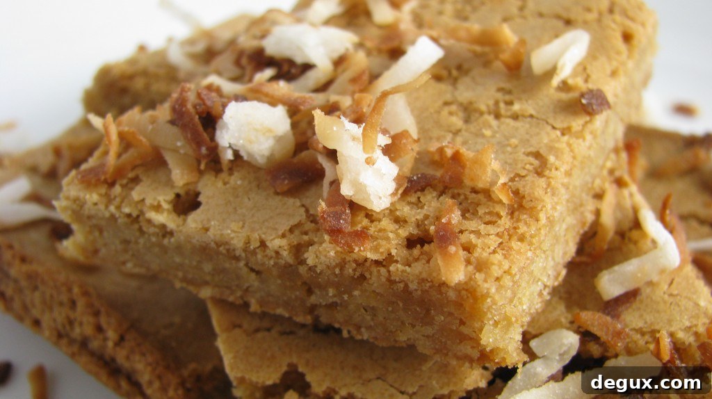 Tray of coconut blondies Tray of coconut blondies