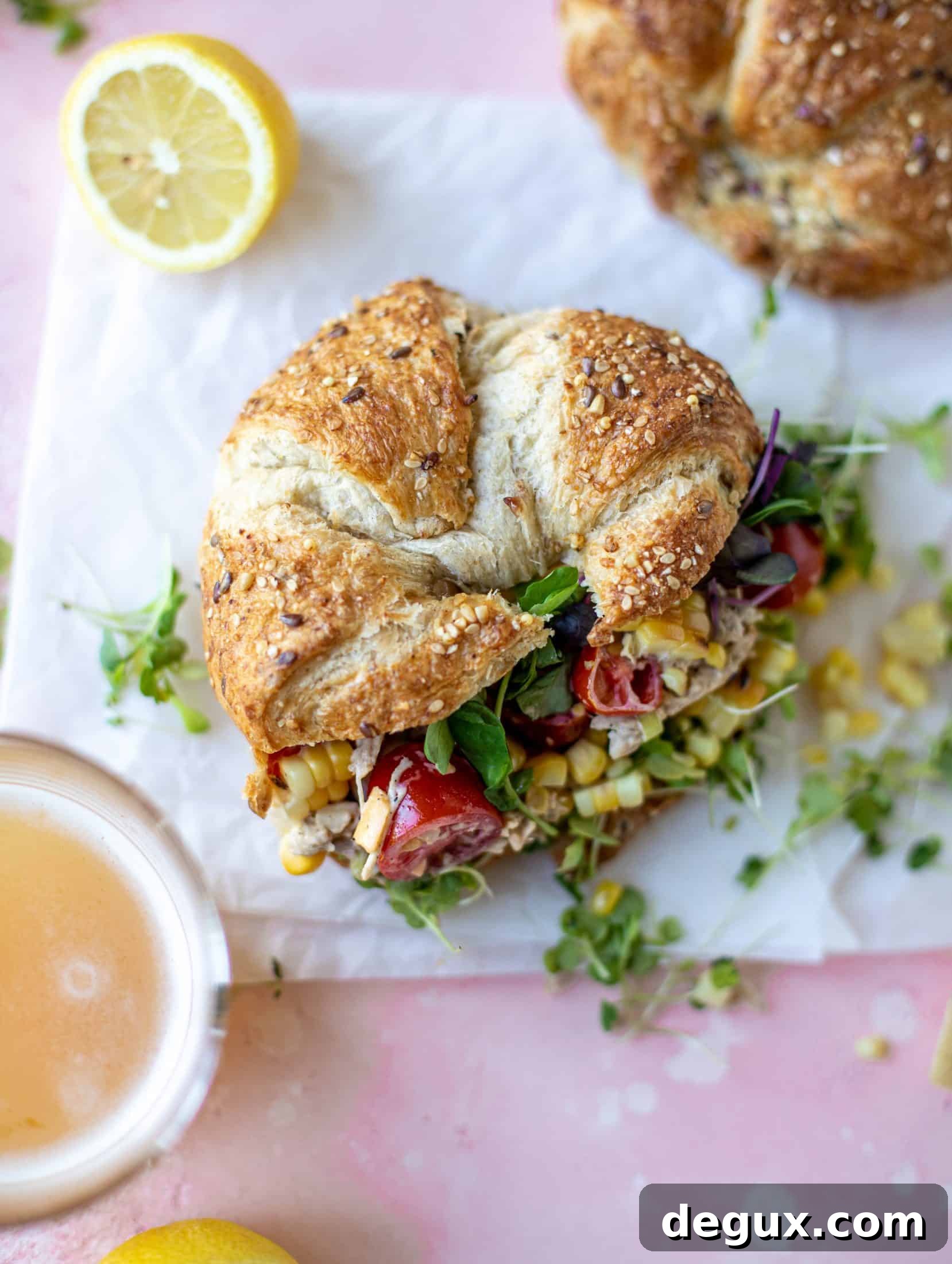 Smoky Grilled Chicken Salad with Summer Corn and Avocado 5 This smoky summer chicken salad is incredible! So much flavor from grilled chicken, sweet cherry tomatoes, corn, cheddar cheese and a secret ingredient!