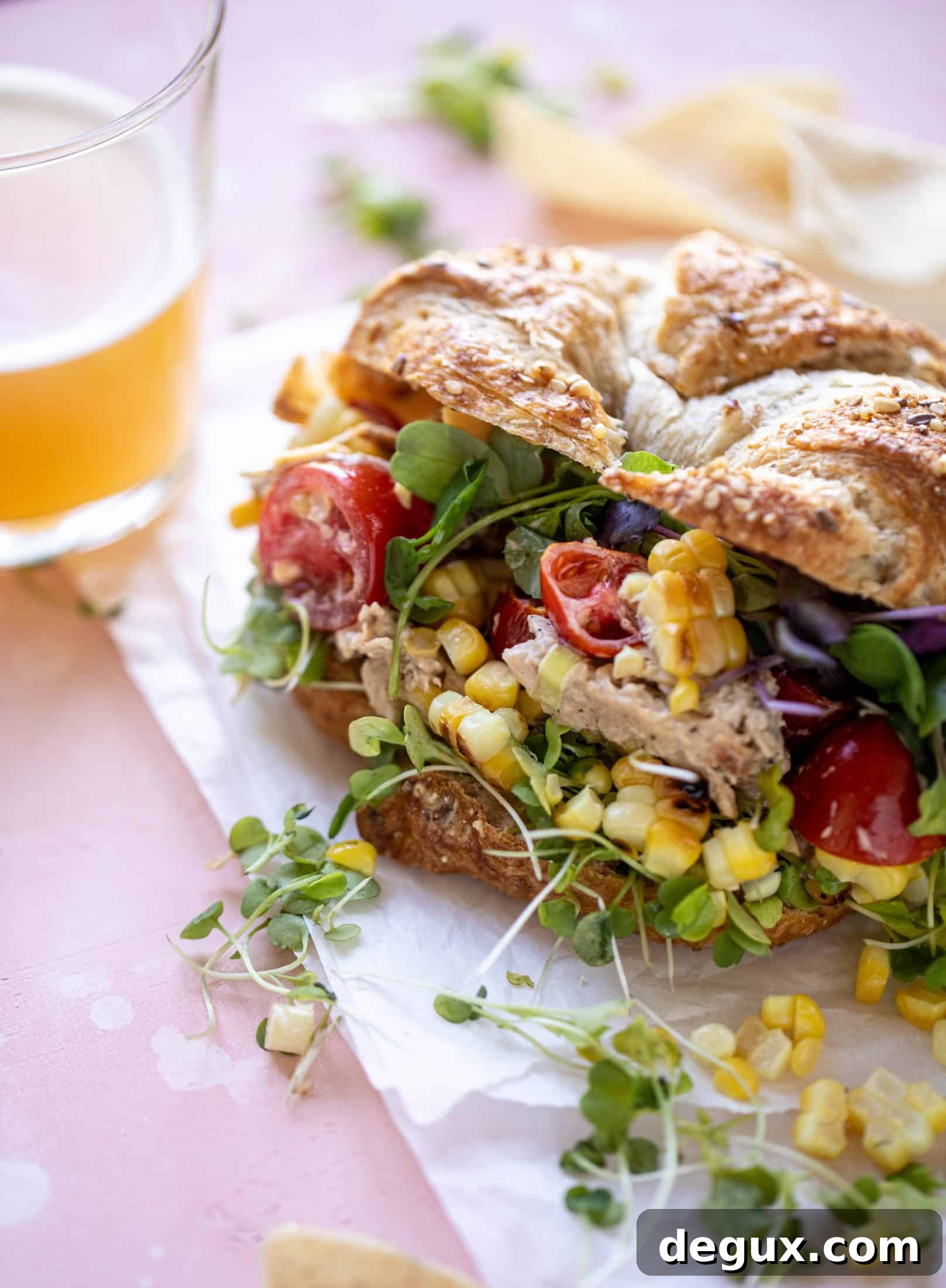 Smoky Grilled Chicken Salad with Summer Corn and Avocado 8 This smoky summer chicken salad is incredible! So much flavor from grilled chicken, sweet cherry tomatoes, corn, cheddar cheese and a secret ingredient!
