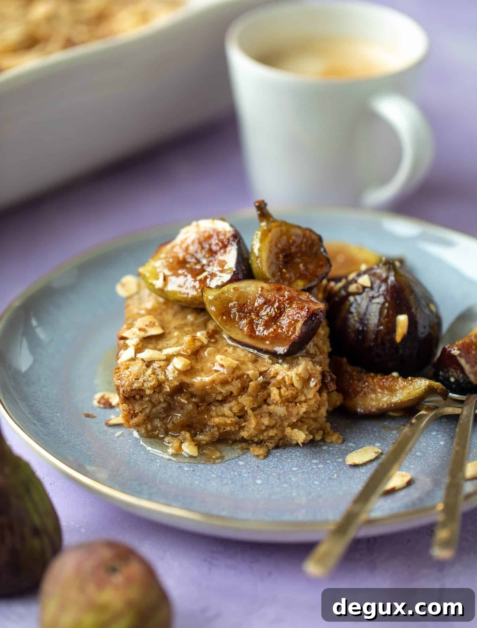 Almond Butter Baked Oatmeal with Sticky Cinnamon Fig Topping 2 This almond butter baked oatmeal with sticky cinnamon figs is the perfect weekend treat or great for when you have brunch guests!