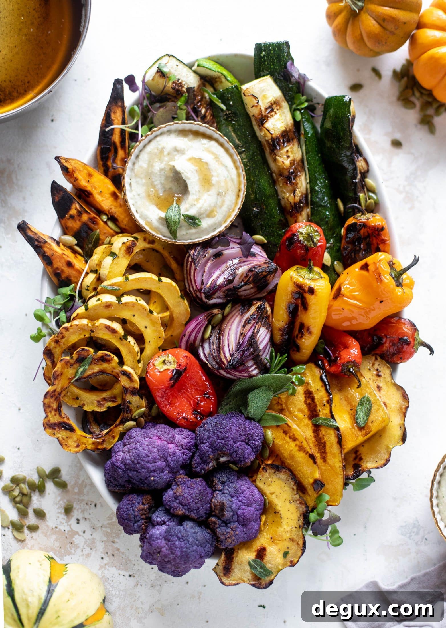 Autumn Grilled Vegetables with Sage Brown Butter Bean Dip 8 These grilled autumn vegetables make the best side dish or appetizer! Especially when served with the sage brown butter white bean dip. YUM.