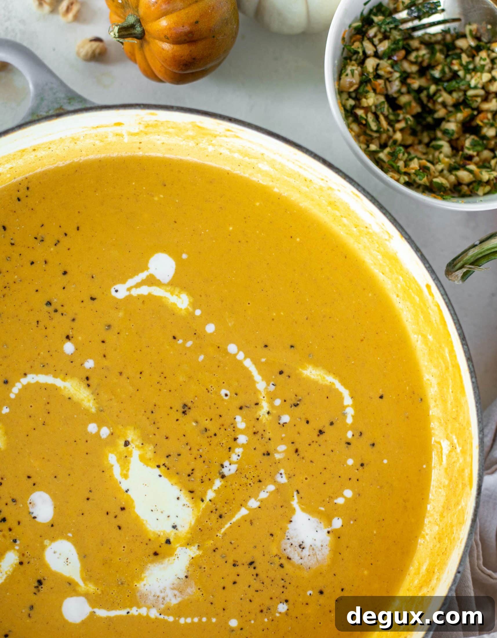 Roasted Pumpkin Soup with Hazelnut Gremolata 3 cream of pumpkin soup