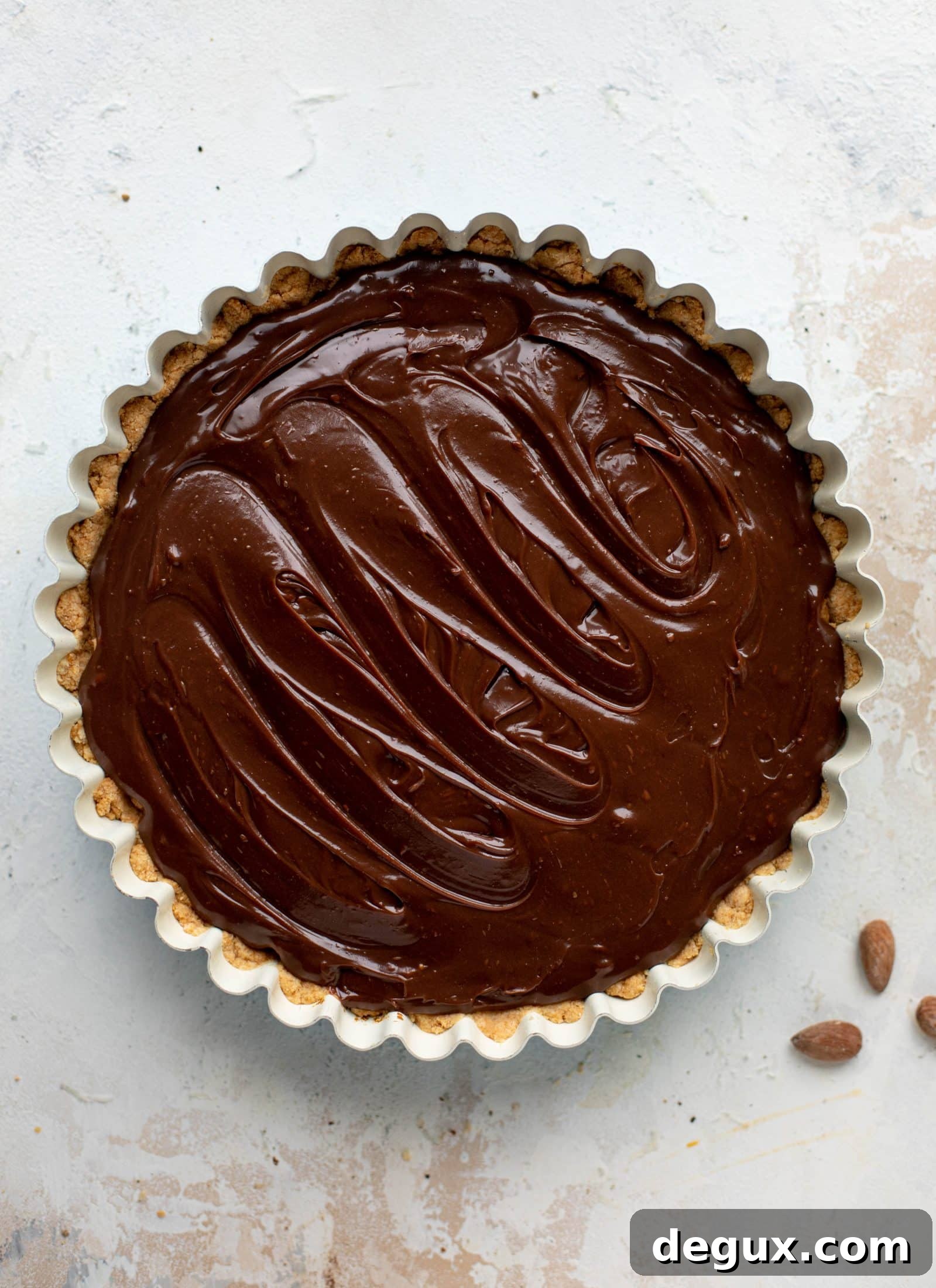 Salted Almond Butter Snickers Tart Recipe 5 chocolate ganache