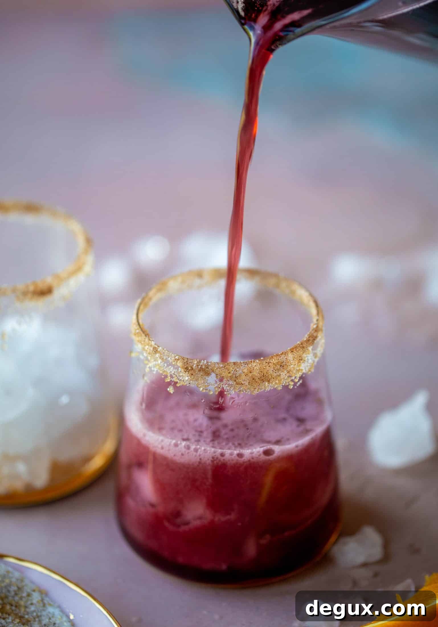 A refreshing and warming lambrusco smash, made with bubbly red wine, bourbon, orange soda and maple syrup. Tastes like the holidays!