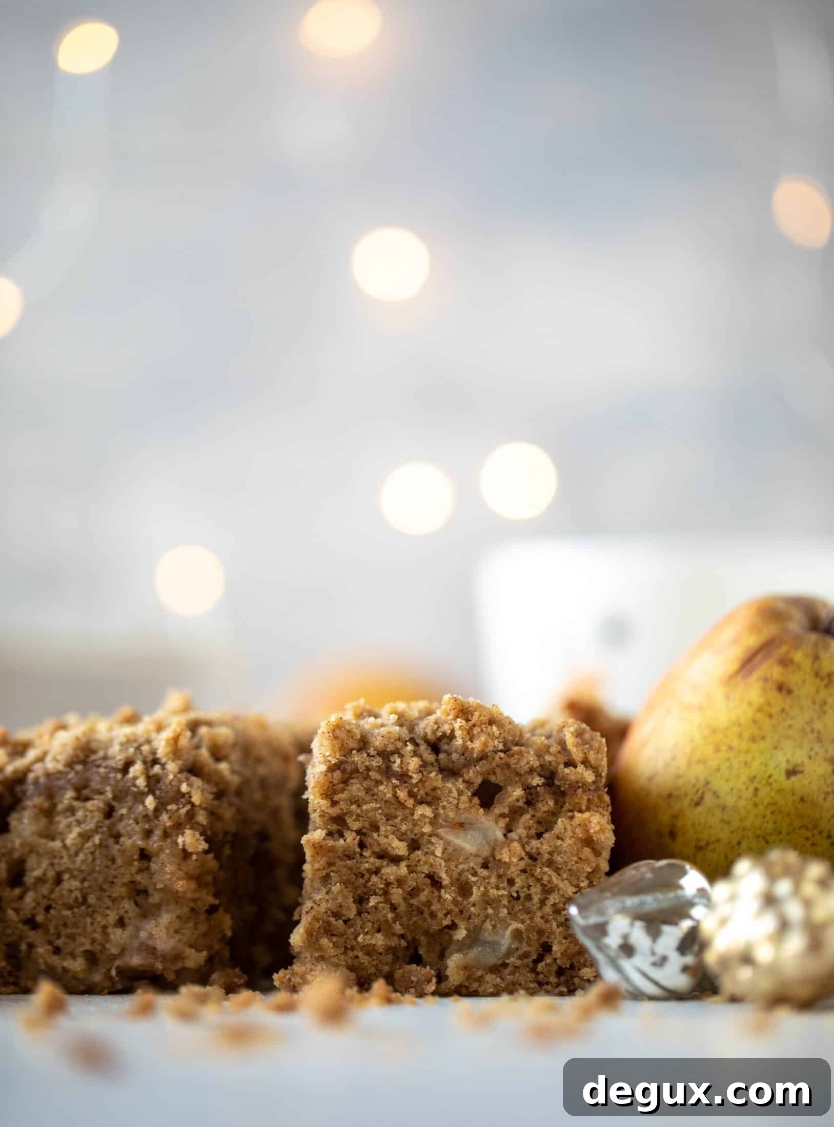 Greek Yogurt Pear Coffee Cake Recipe for Moist Homemade Loaf 2 A pear coffee cake made with brown butter and greek yogurt. It's delicious for breakfast or brunch and the crumb topping is unbelievable.
