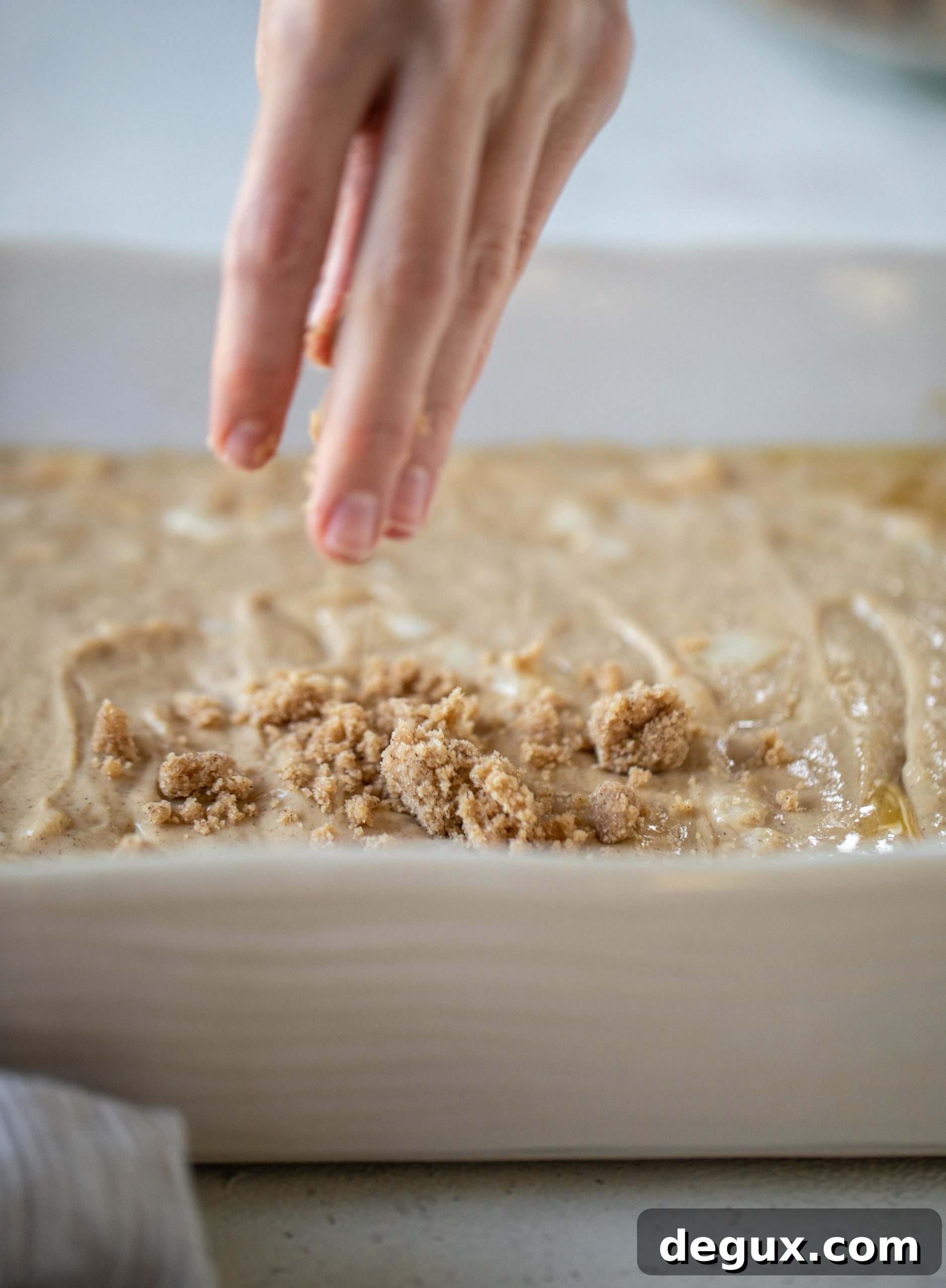 Greek Yogurt Pear Coffee Cake Recipe for Moist Homemade Loaf 7 A pear coffee cake made with brown butter and greek yogurt. It's delicious for breakfast or brunch and the crumb topping is unbelievable.