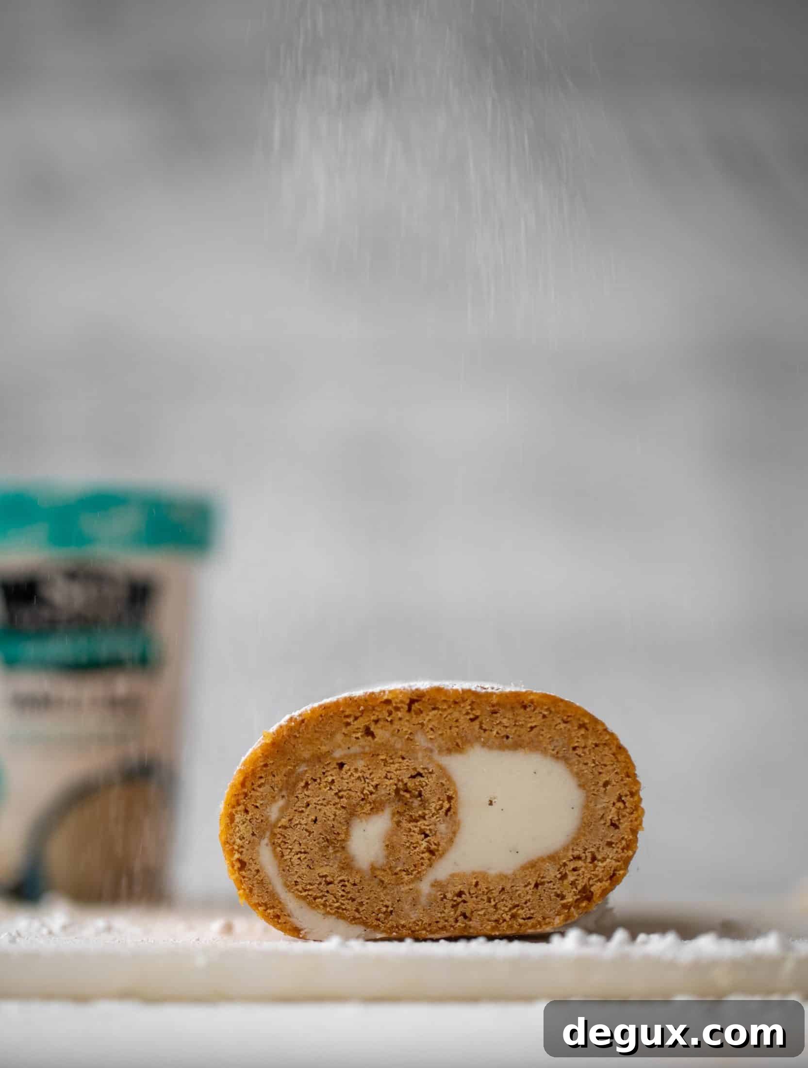 Frozen Pumpkin Rolls: Two Delicious Make-Ahead Recipes 7 This frozen pumpkin roll is a delicious twist on the classic! Ice cream or non-dairy dessert is spread inside a classic pumpkin roll and serve frozen!