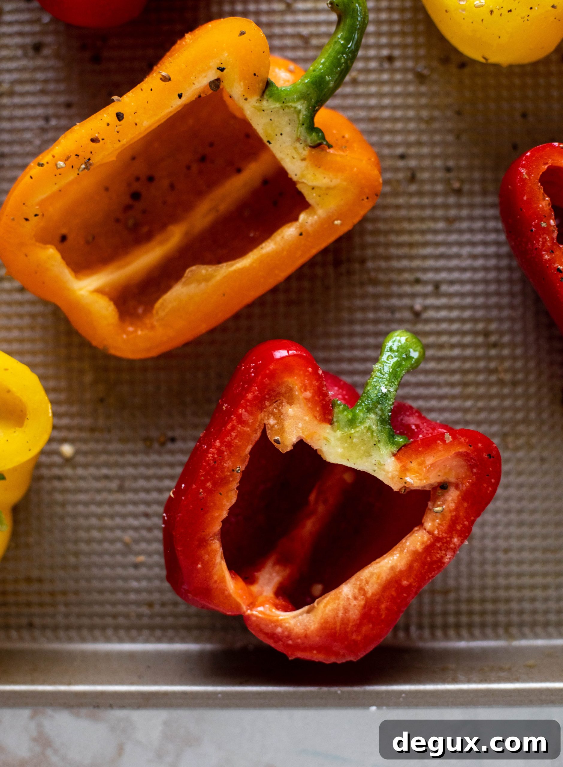 bell peppers ready for roasting