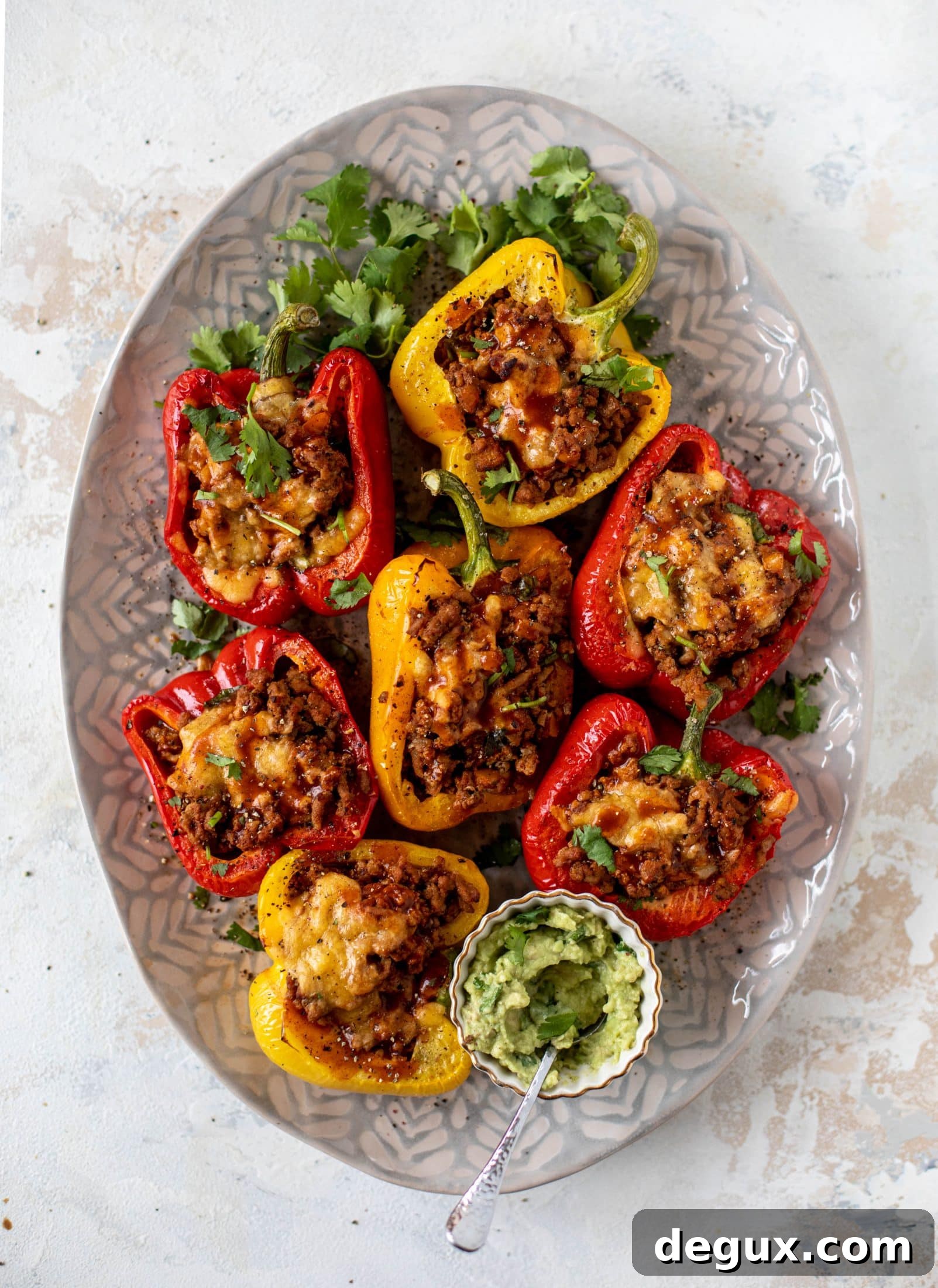 My favorite ground turkey taco stuffed peppers are the best weeknight meal! The turkey is flavorful and juicy. The peppers are deliciously roasted. Yum!