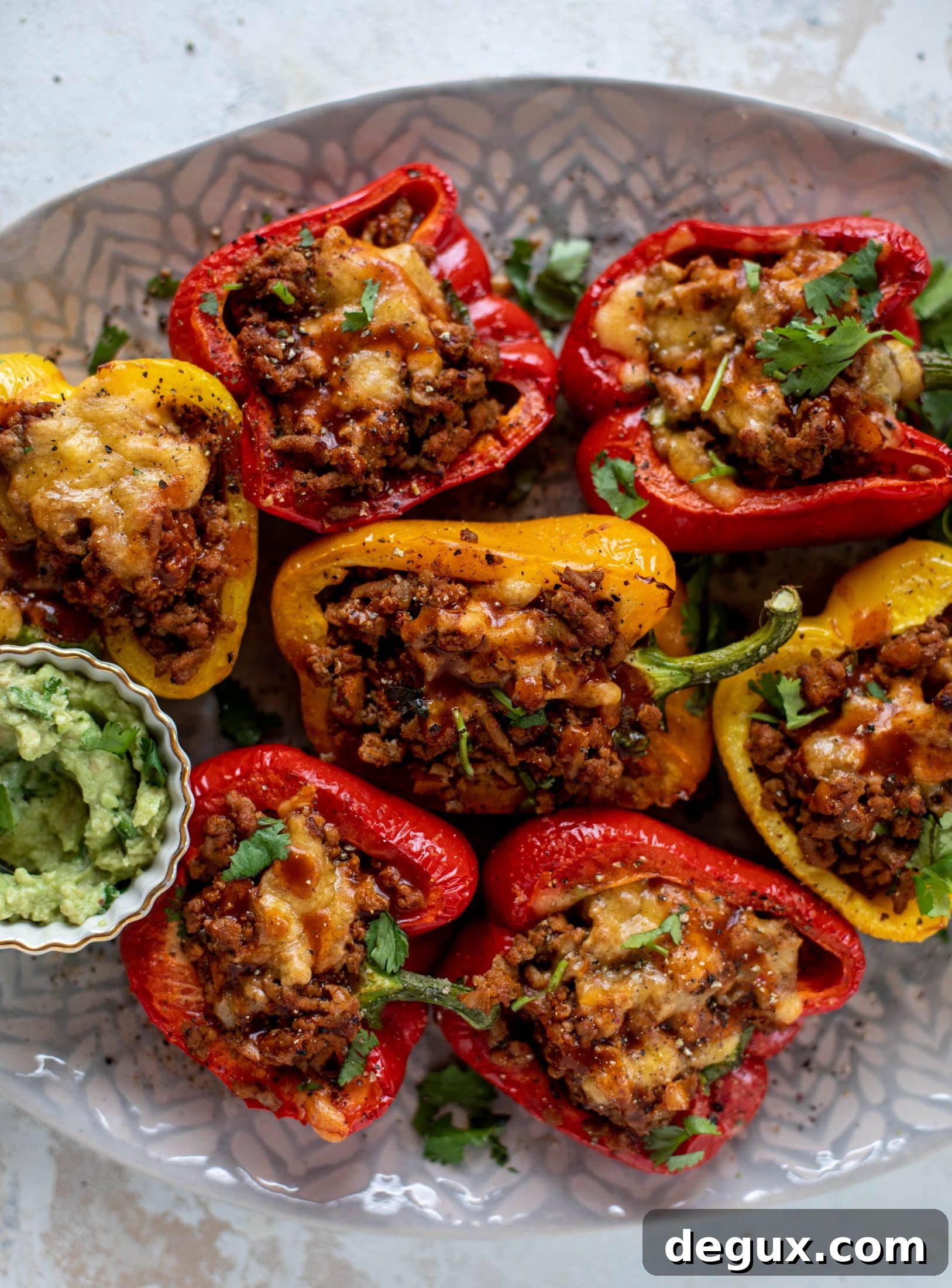 My favorite ground turkey taco stuffed peppers are the best weeknight meal! The turkey is flavorful and juicy. The peppers are deliciously roasted. Yum!