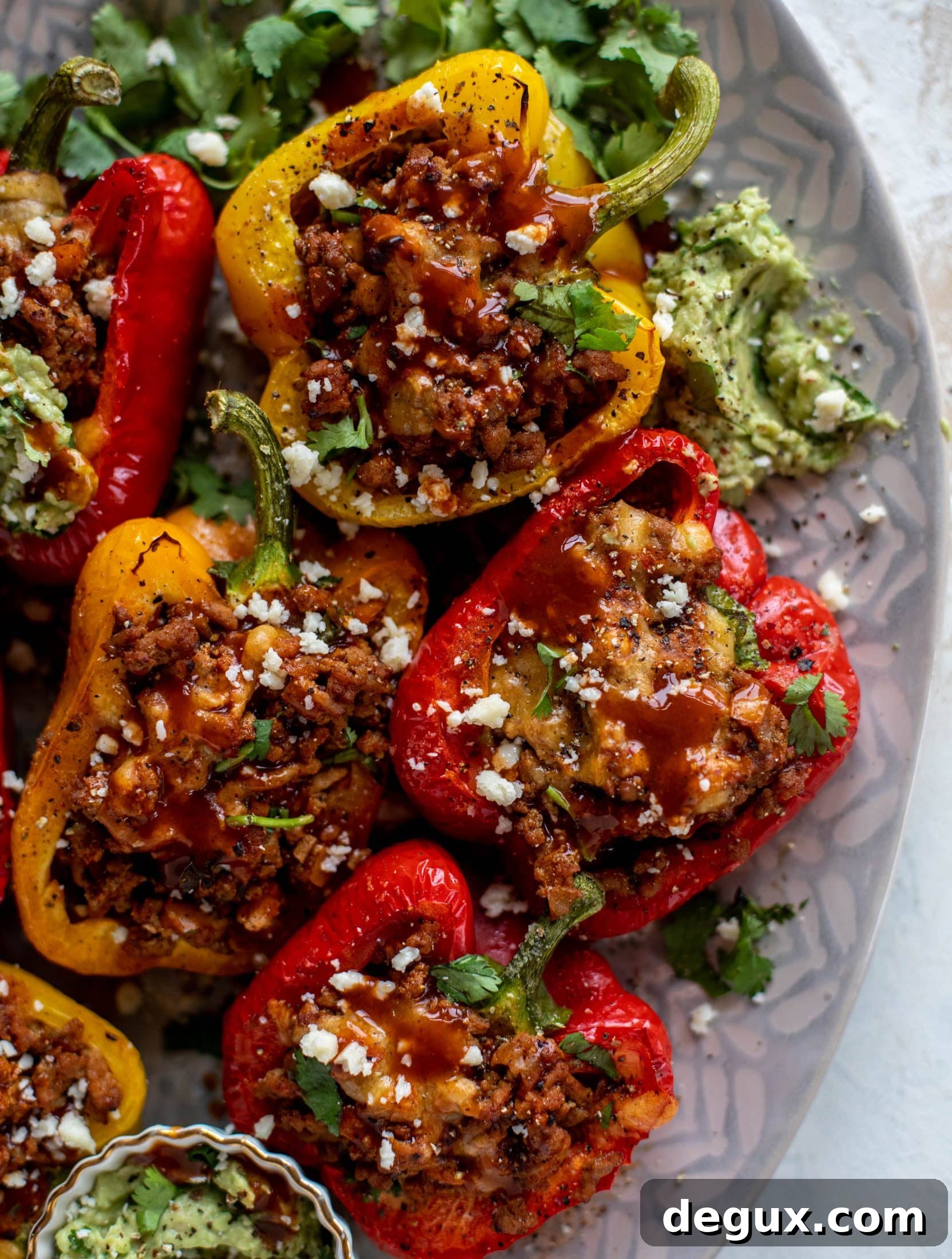 My favorite ground turkey taco stuffed peppers are the best weeknight meal! The turkey is flavorful and juicy. The peppers are deliciously roasted. Yum!