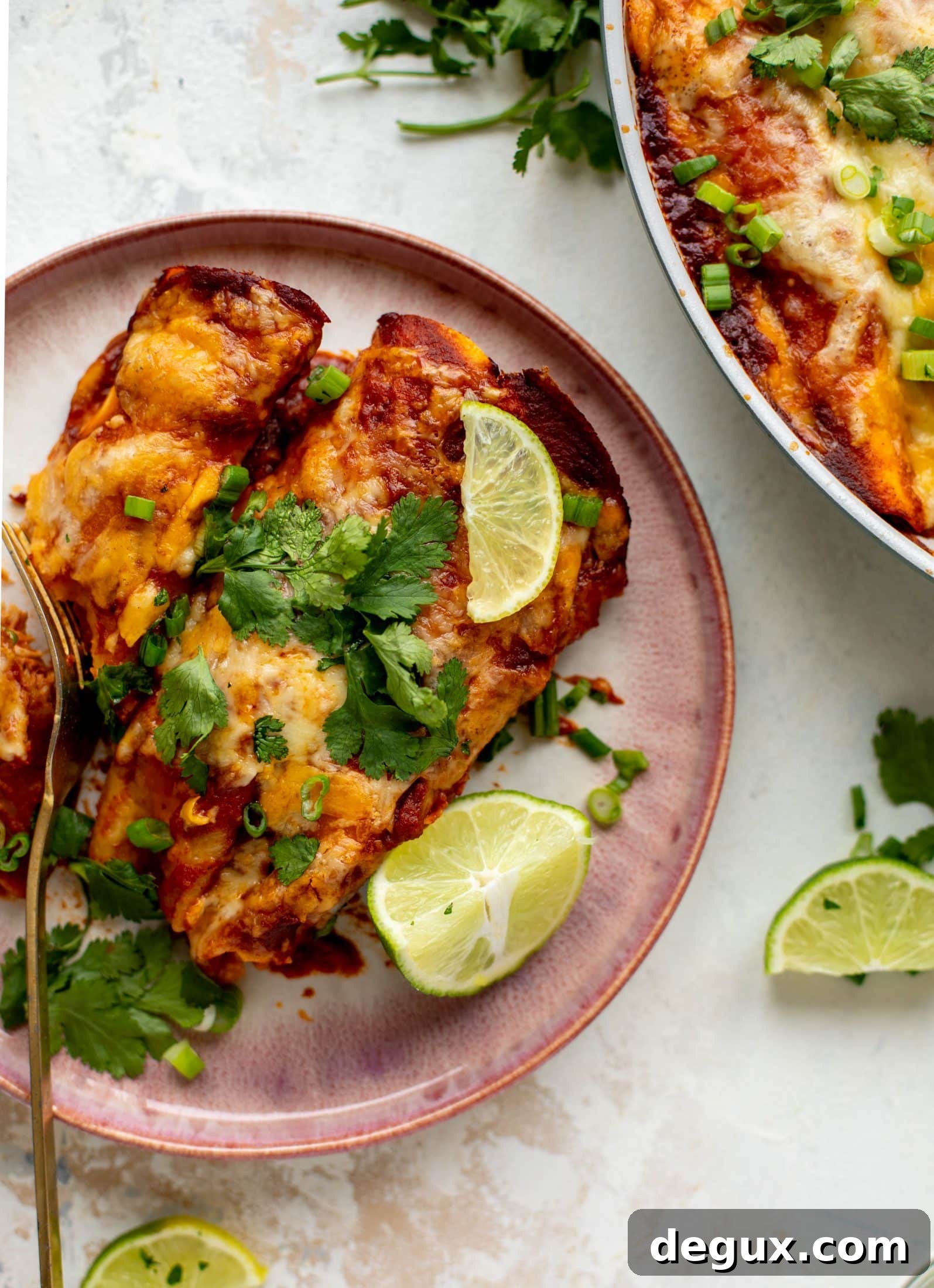 Chipotle chicken skillet enchiladas are loaded with flavor and come together so quickly! They are the perfect spicy weeknight meal.