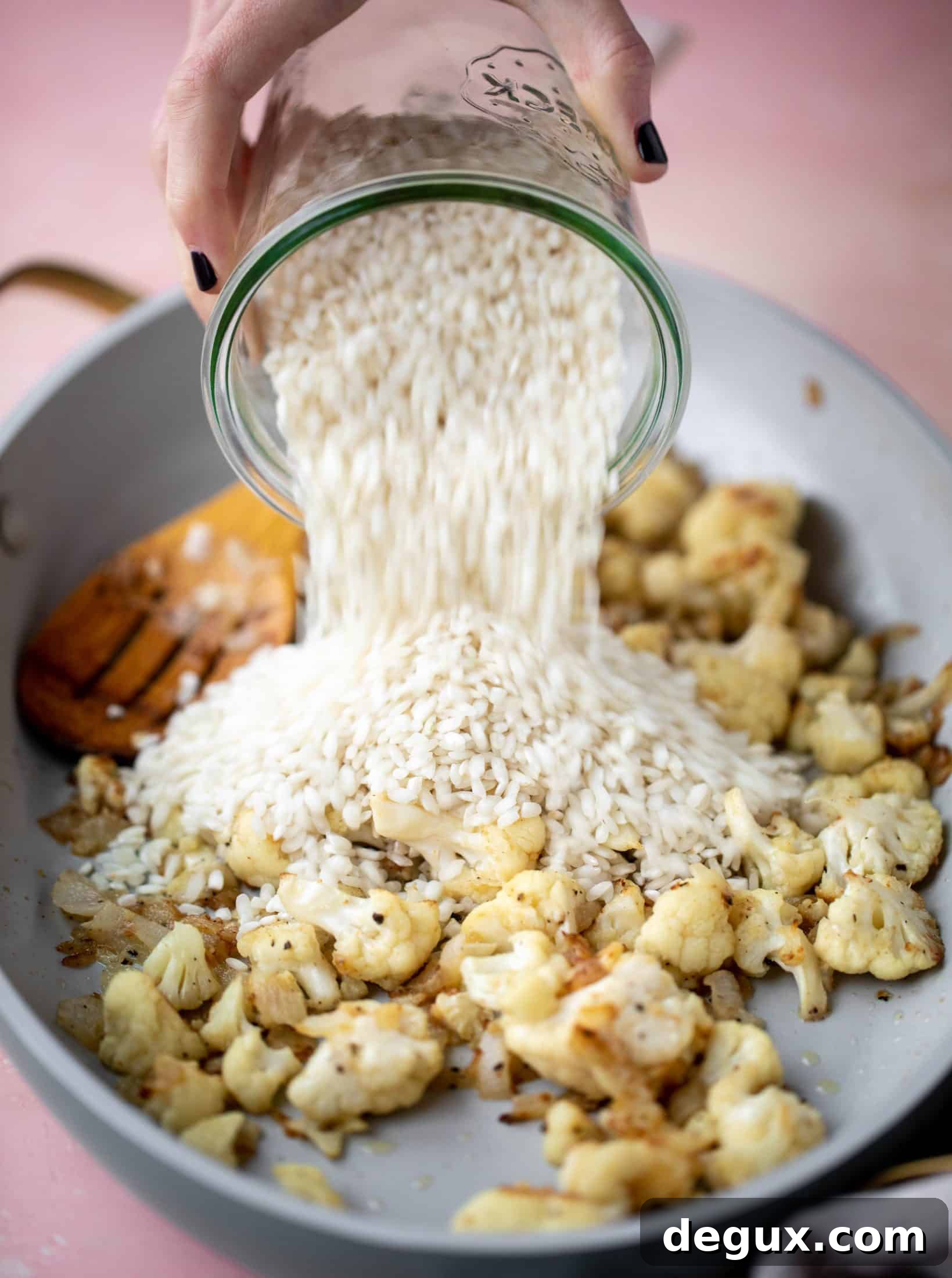 prepping baked risotto
