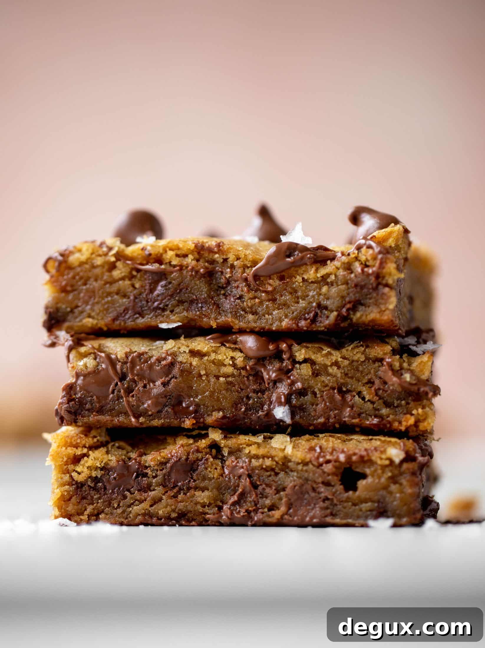 These brown butter chocolate chip cookie bars are chewy, chocolately and sprinkled with flaky salt. What else do you need in life?!