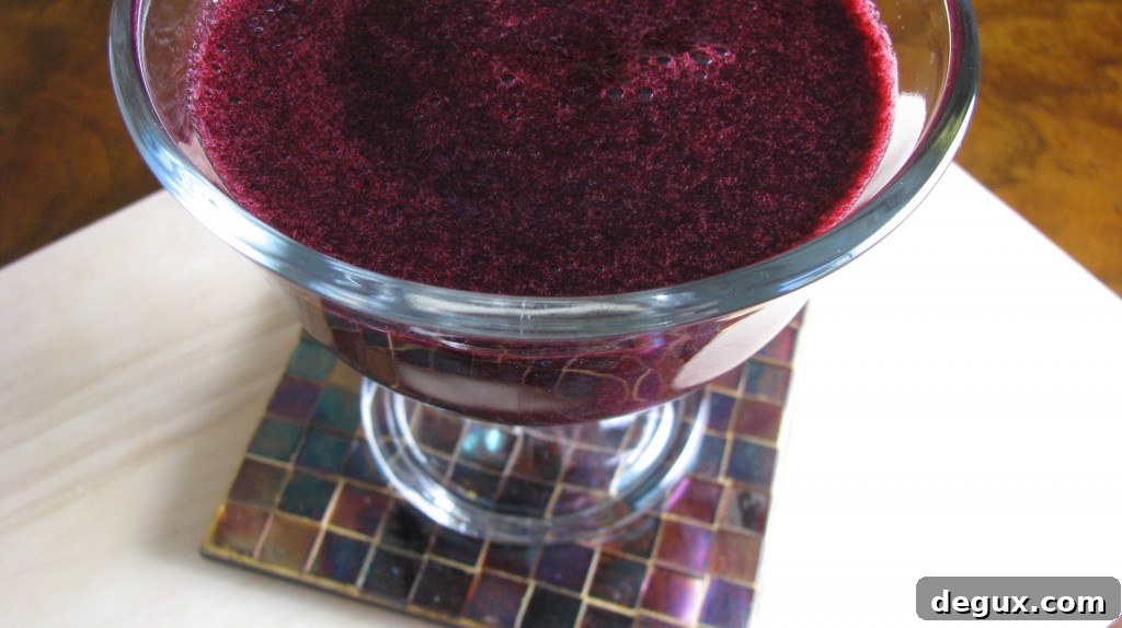 Blueberry soup close-up Close-up of blueberry soup