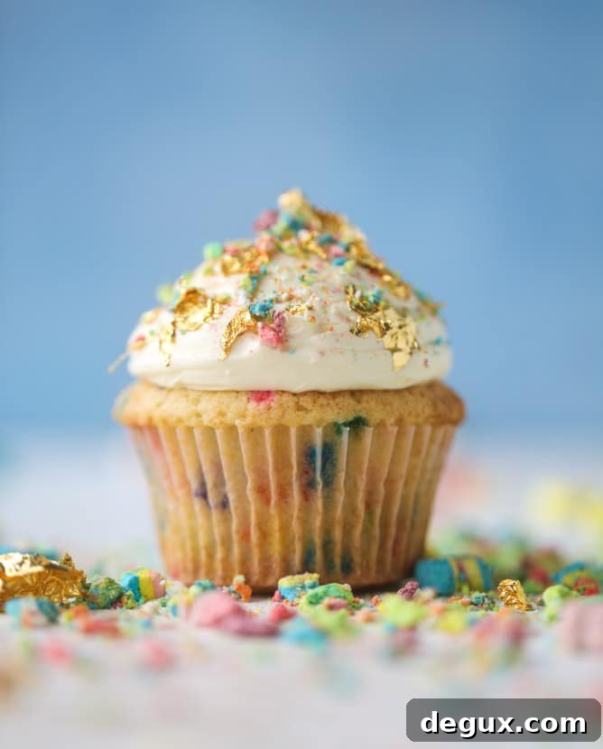 Lucky Charms cereal milk cupcakes