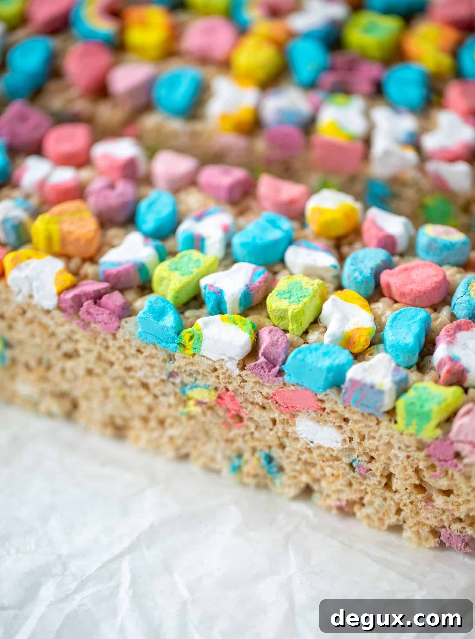 Luckiest Rice Krispie Treats for St. Patrick’s Day Celebration 7 These lucky charms rice krispie treats are a throwback recipe to one of my favorite childhood treats! Here's a little festive twist for Saint Patrick's Day.