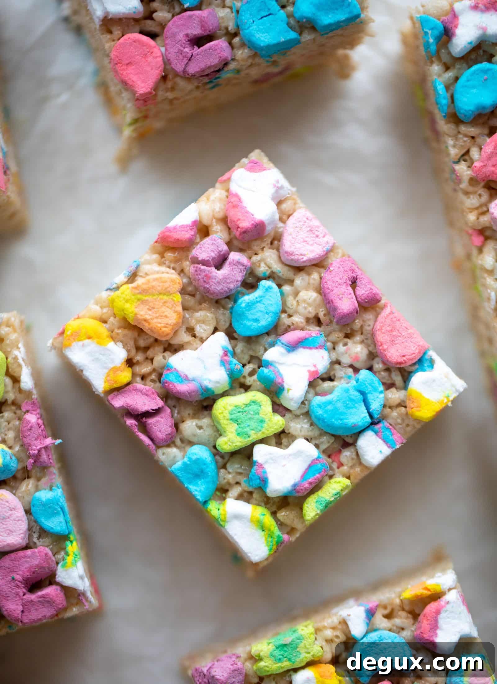 Luckiest Rice Krispie Treats for St. Patrick’s Day Celebration 9 These lucky charms rice krispie treats are a throwback recipe to one of my favorite childhood treats! Here's a little festive twist for Saint Patrick's Day.