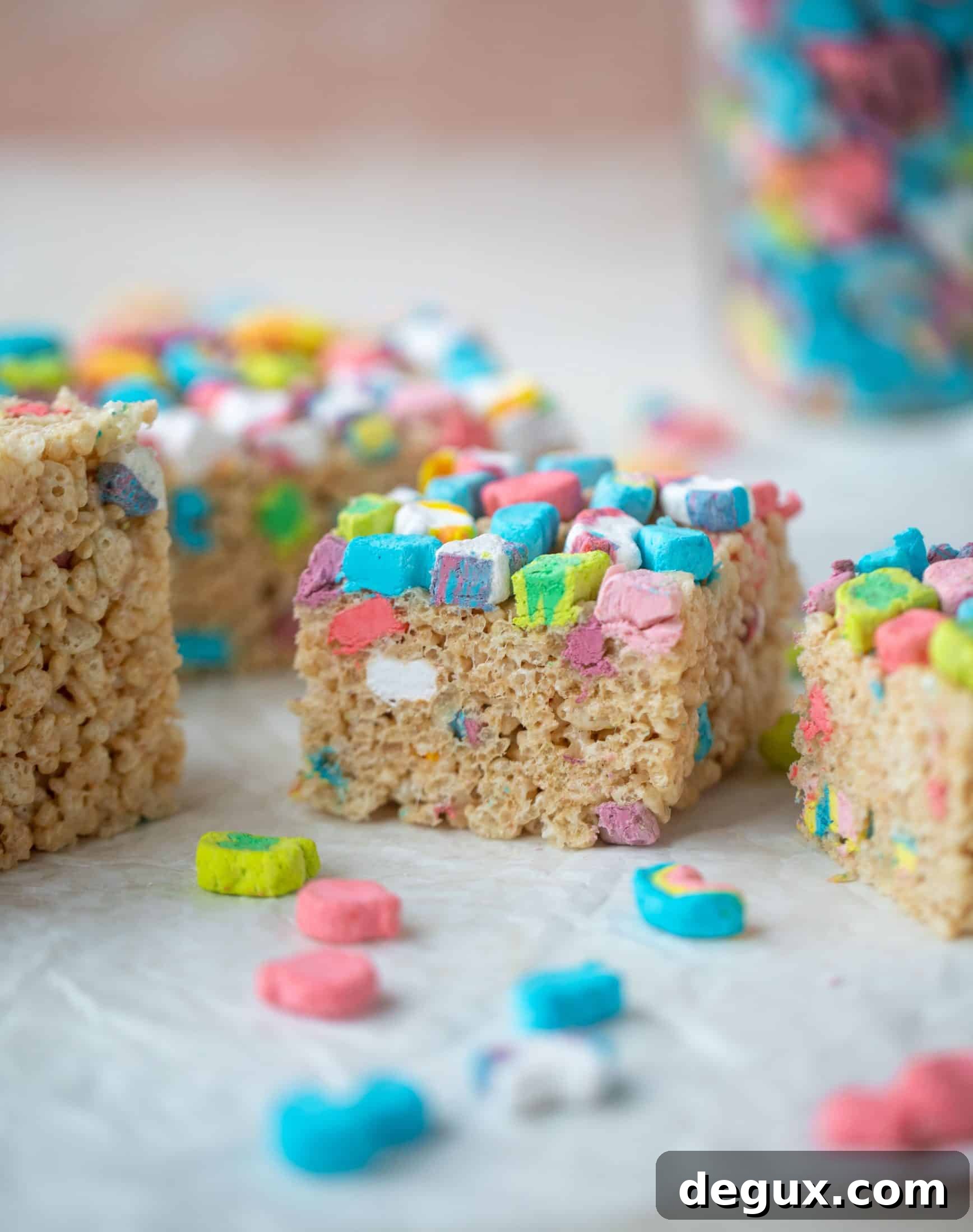 Luckiest Rice Krispie Treats for St. Patrick’s Day Celebration 10 These lucky charms rice krispie treats are a throwback recipe to one of my favorite childhood treats! Here's a little festive twist for Saint Patrick's Day.