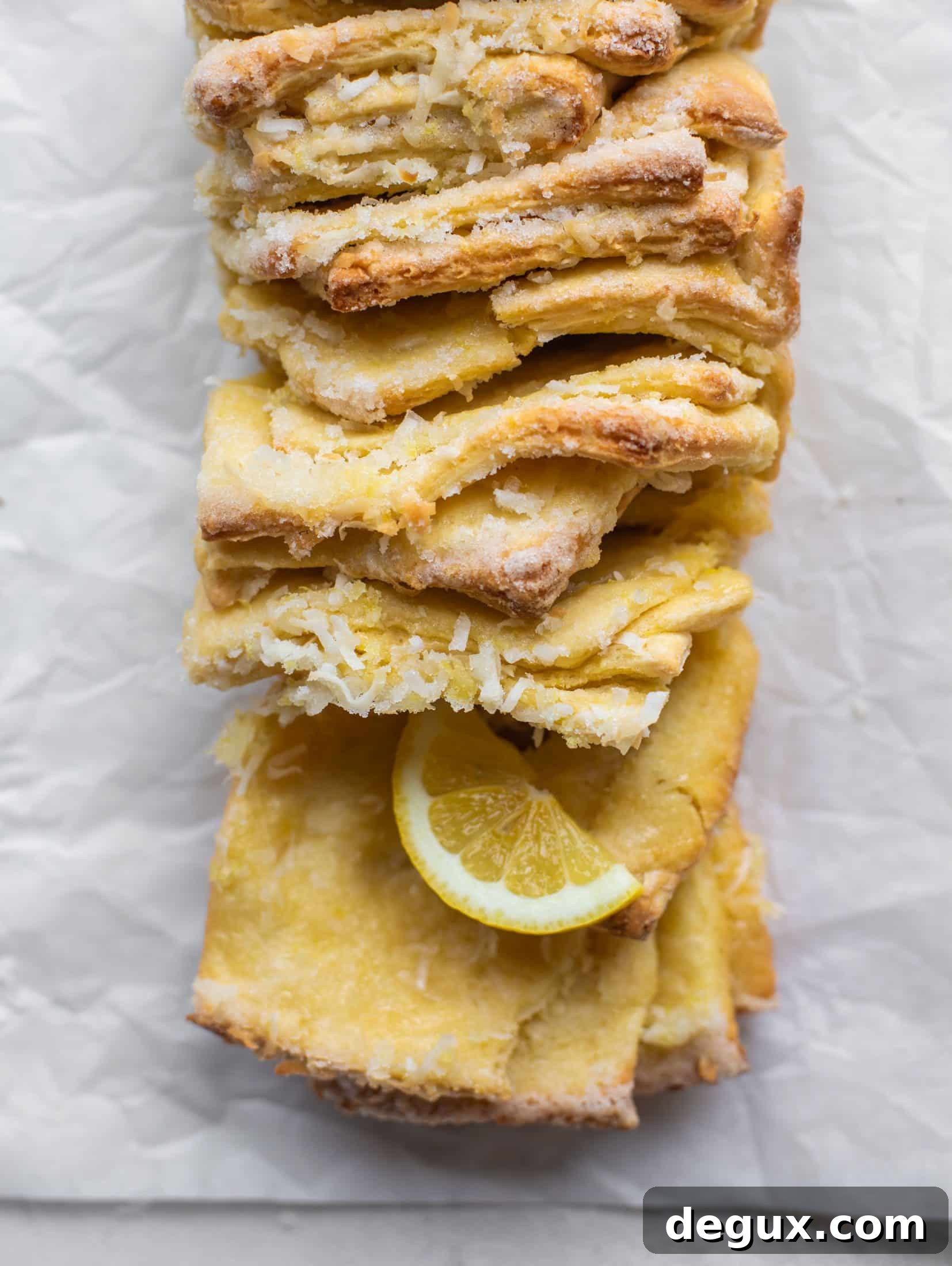 Lemon Coconut Pull-Apart Bread Recipe for Brunch 9 This lemon coconut bread is a pull apart dream! It's perfect for brunch or dessert with the perfect amount of fluffiness.