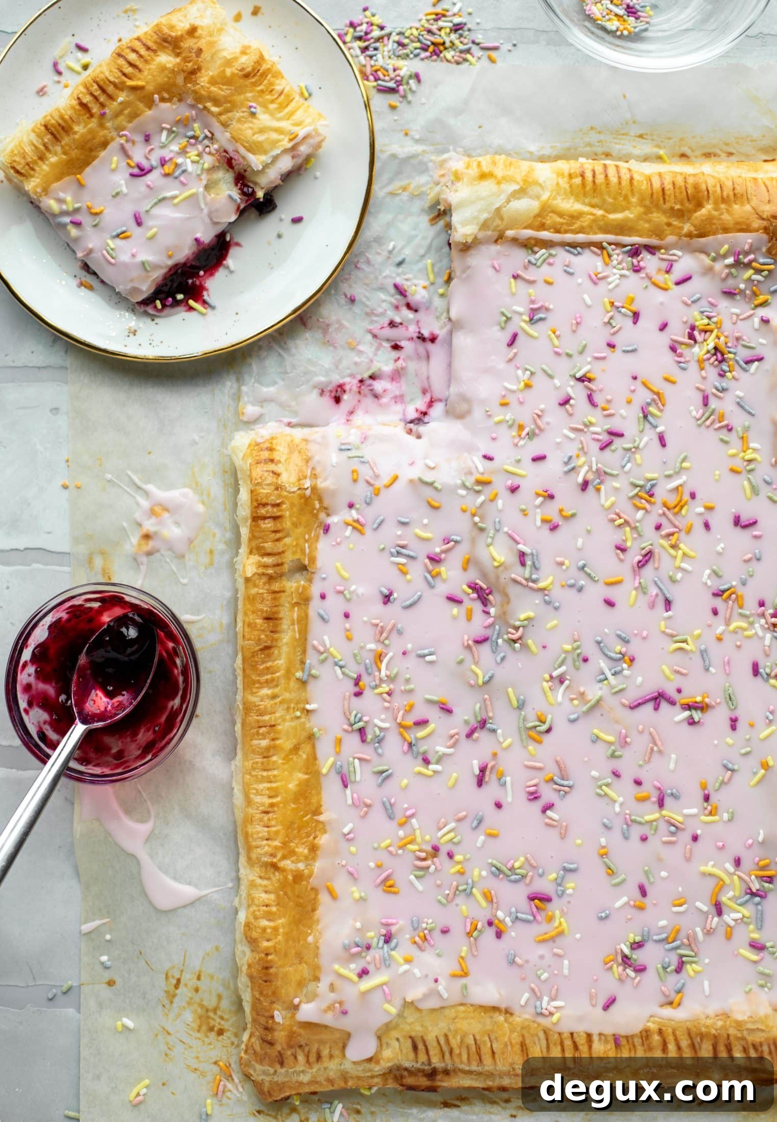 Giant Frozen Berry Pop-Tart Recipe Using Freezer Ingredients 11 This giant pop tart recipe can be made exclusively with ingredients in your freezer! I love to make a berry lavender flavor - so perfect for spring!