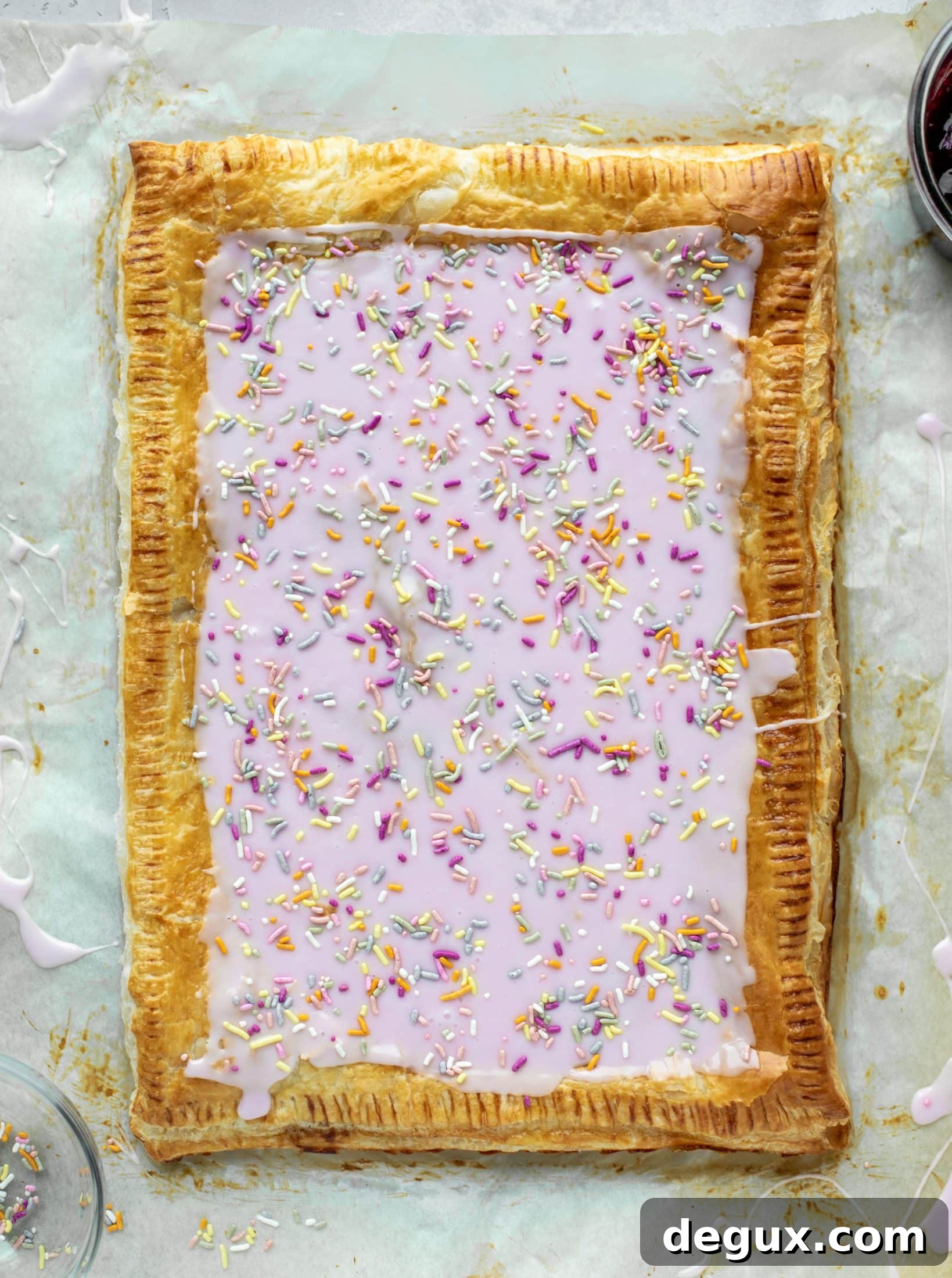 Giant Frozen Berry Pop-Tart Recipe Using Freezer Ingredients 9 This giant pop tart recipe can be made exclusively with ingredients in your freezer! I love to make a berry lavender flavor - so perfect for spring!